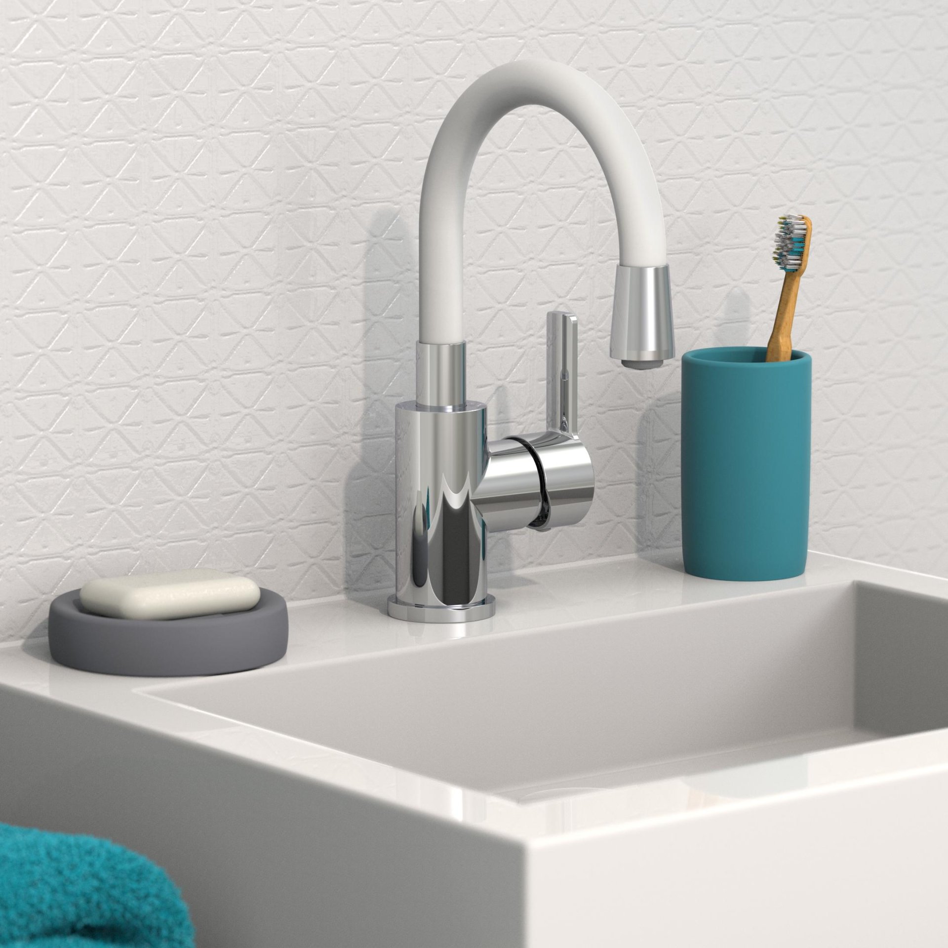 EISL FLEXO Waschtischarmatur, Chrom/Weiß, mit flexiblem Auslauf