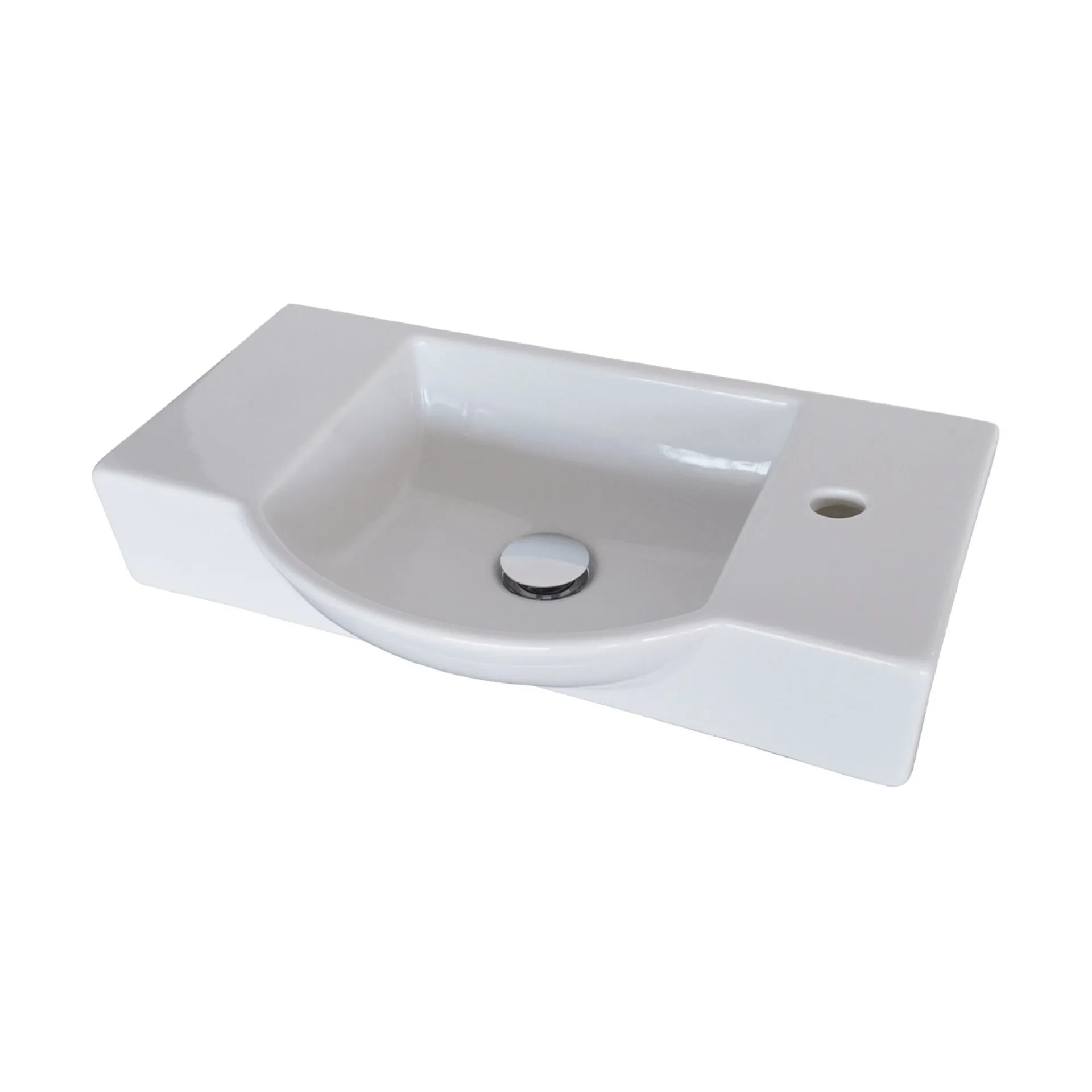FACKELMANN SBC MILANO Gäste WC Waschtisch Set mit Spiegel 55 cm breit, Braun hell, Waschbecken Keramik Weiß