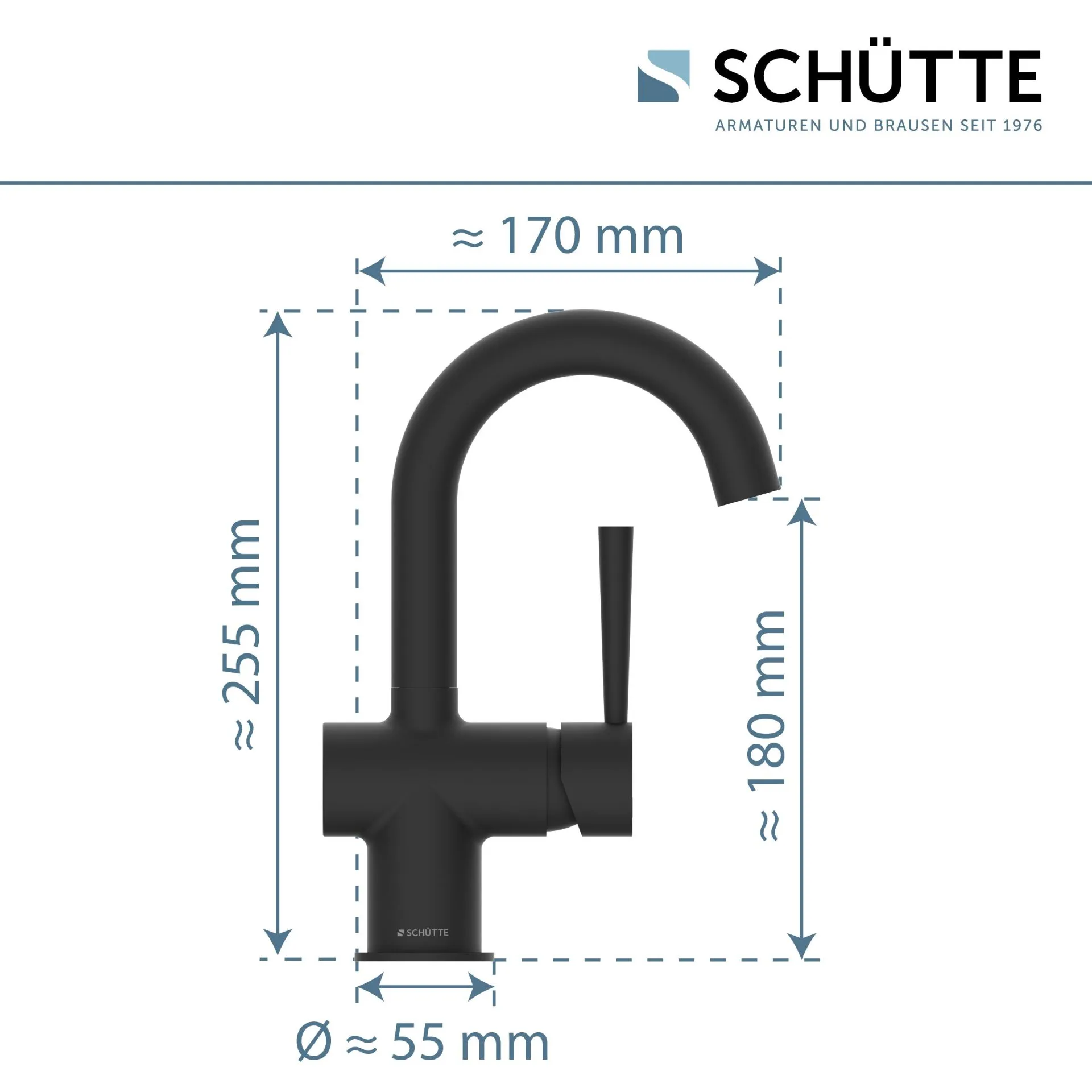 SCHÜTTE CORNWALL Waschtischarmatur, Schwarz matt