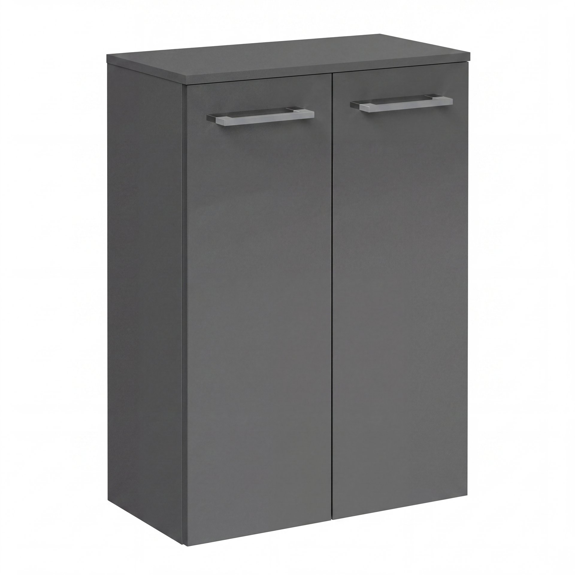 FACKELMANN B.ROUND Doppel Midischrank 60 cm breit, Anthrazit, mit Wäschekorb