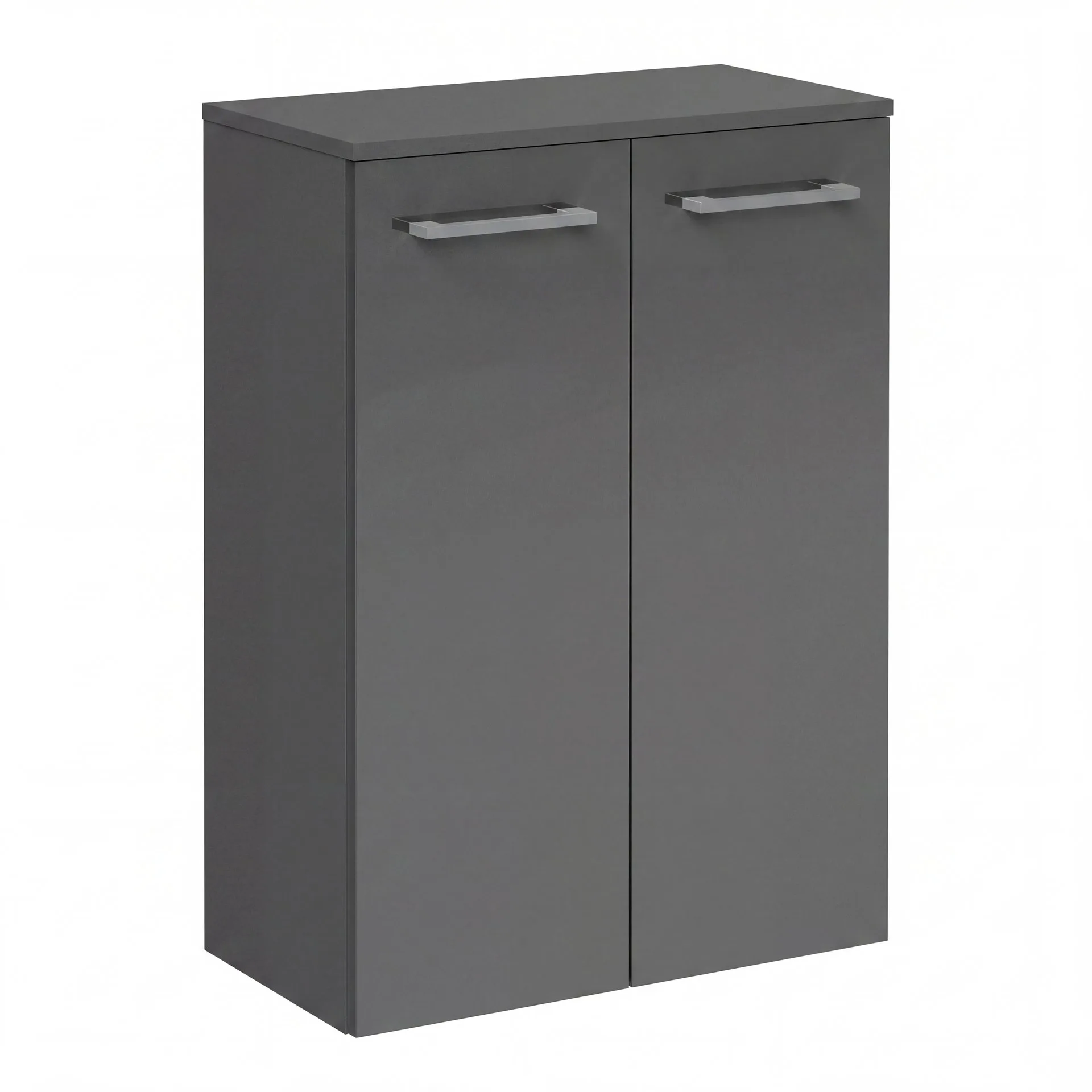 FACKELMANN B.ROUND Doppel Midischrank 60 cm breit, Anthrazit, mit Wäschekorb