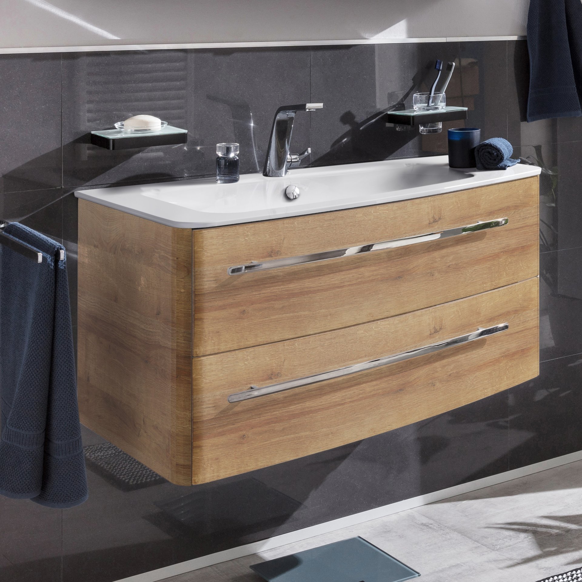 Lanzet CLASSICO Waschtischunterschrank 100 cm Hellbraun, links