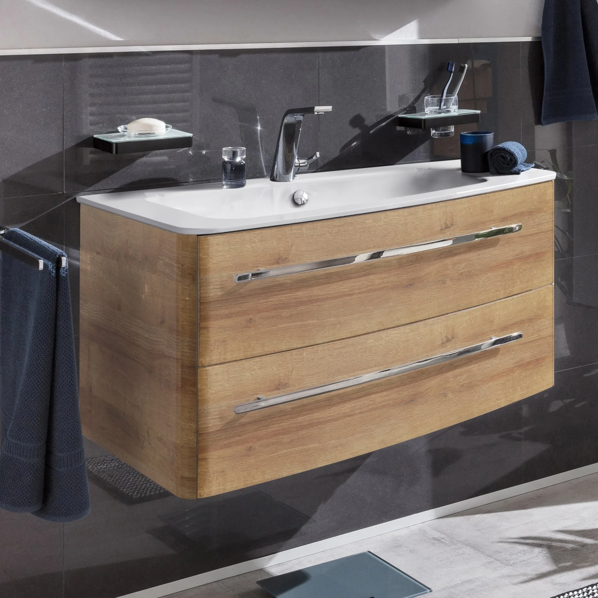 Lanzet CLASSICO Waschtischunterschrank 100 cm Hellbraun, links