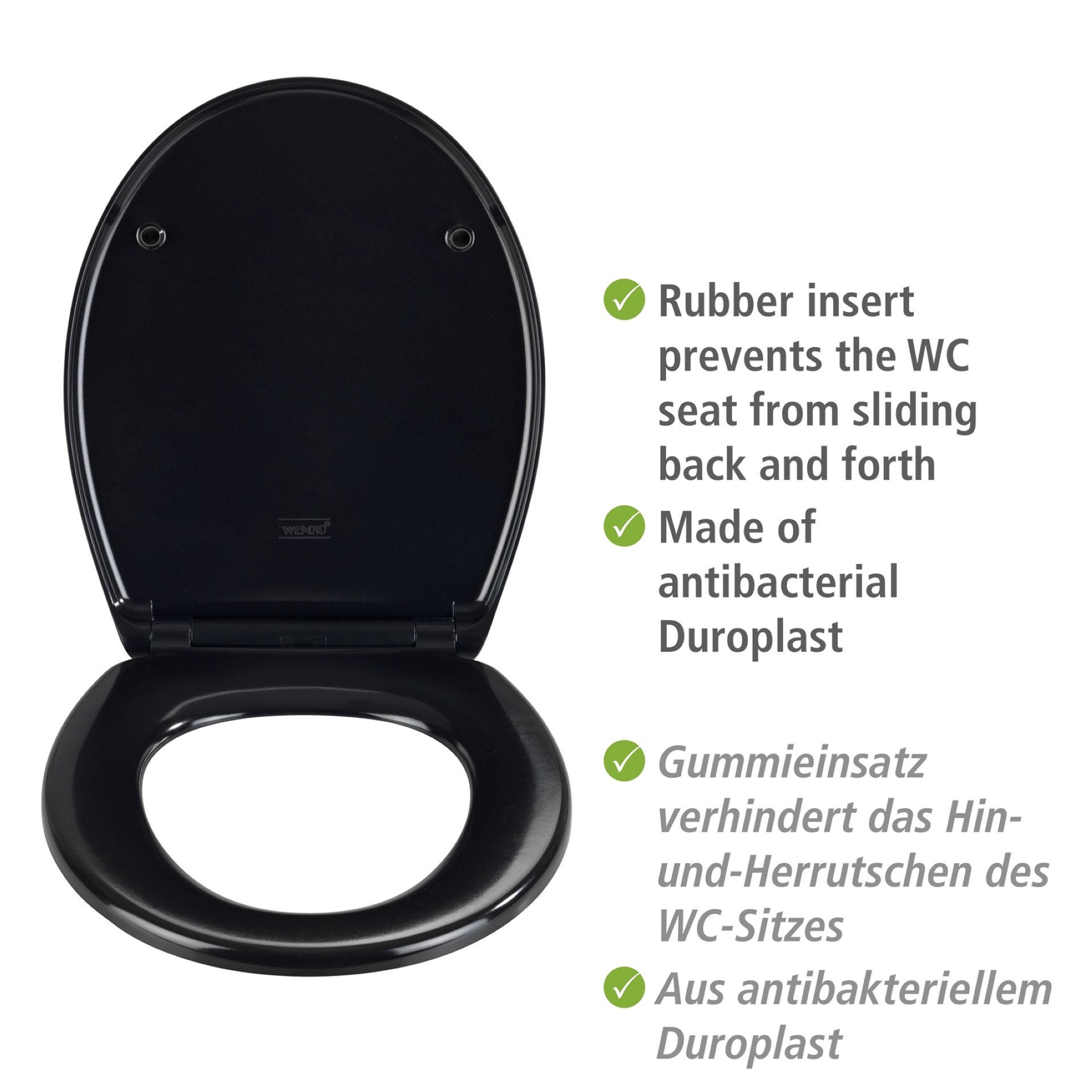 WENKO VORNO WC-Sitz, Schwarz, mit Absenkautomatik
