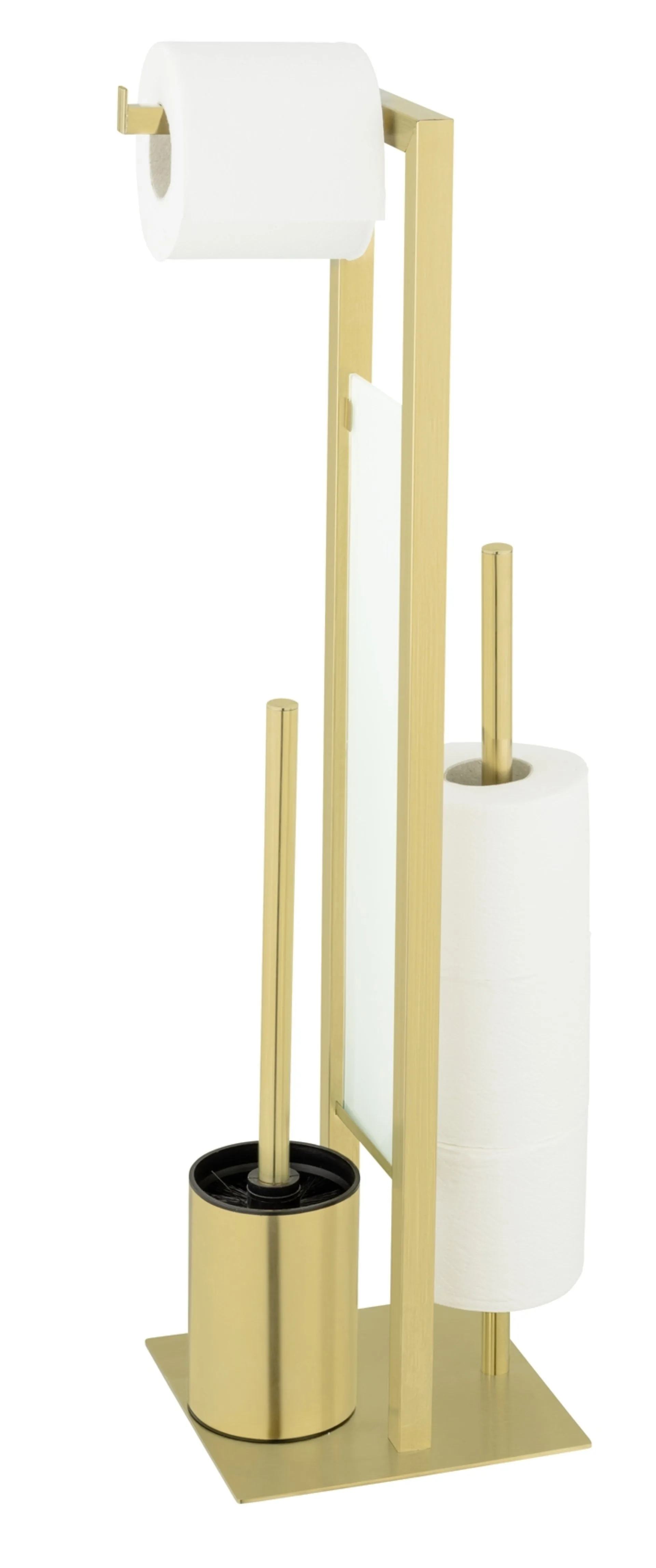 WENKO RIVALTA WC-Garnitur, Gold, mit Toilettenpapierhalter und Bevorrater, stehend