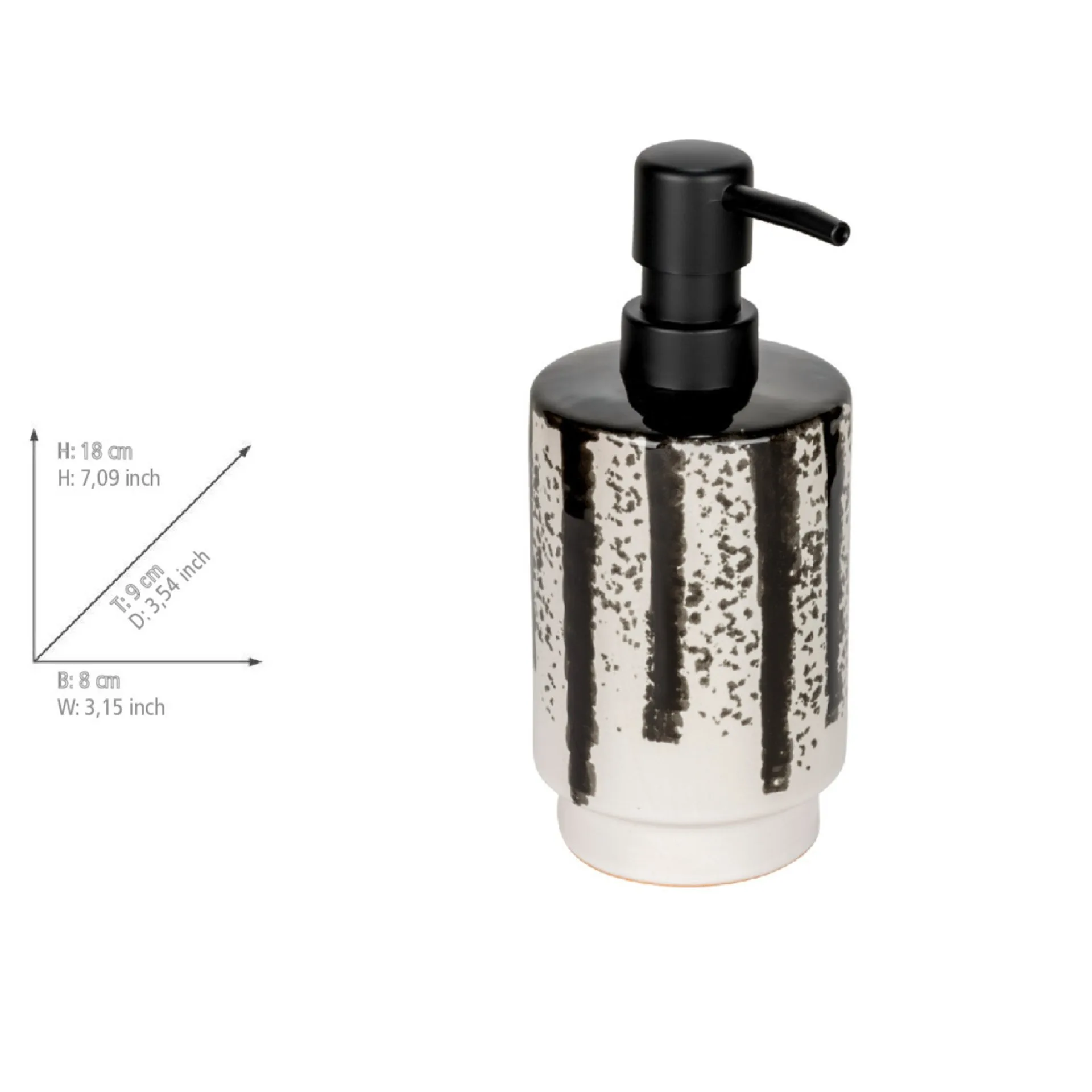 WENKO SUBIZA Accessoire Set, Weiß/Schwarz, Zahnputzbecher, Seifenspender, Keramik
