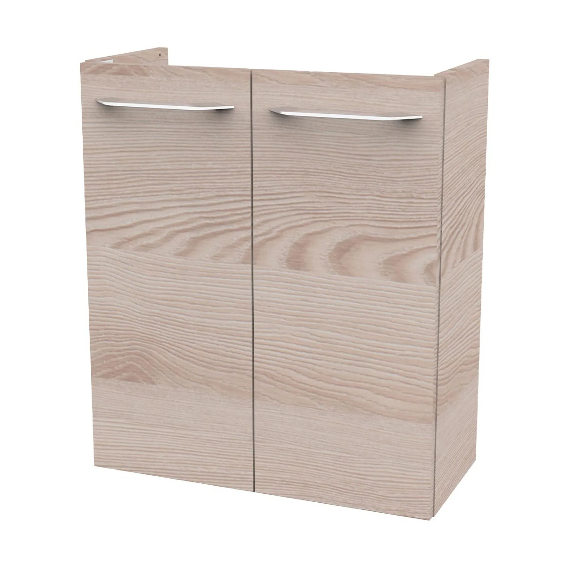 FACKELMANN SBC B.CLEVER Gäste WC Waschtisch Set 55 cm breit, Braun hell, Waschbecken Keramik Weiß, Hahnloch links