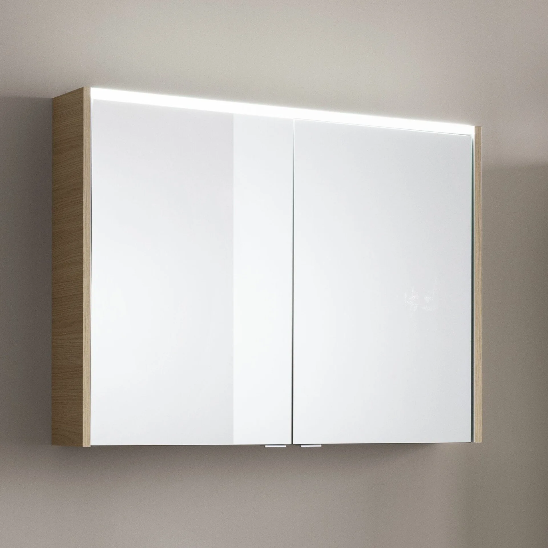 FACKELMANN B.ROUND LED Spiegelschrank 90 cm breit, Braun
