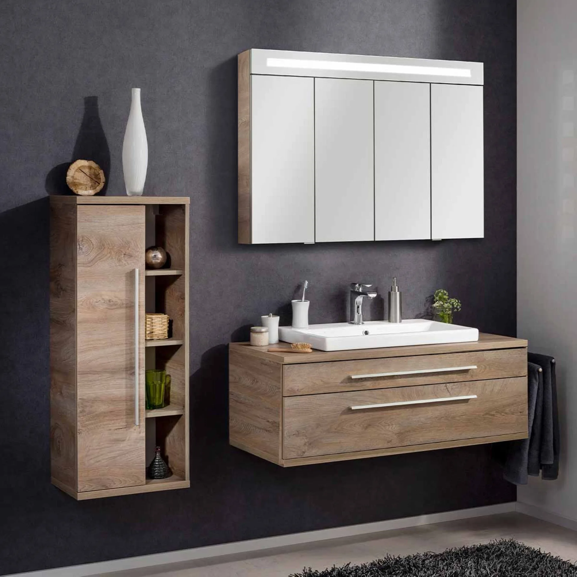 FACKELMANN STANFORD Midischrank 42 cm breit, Braun hell, Türanschlag links