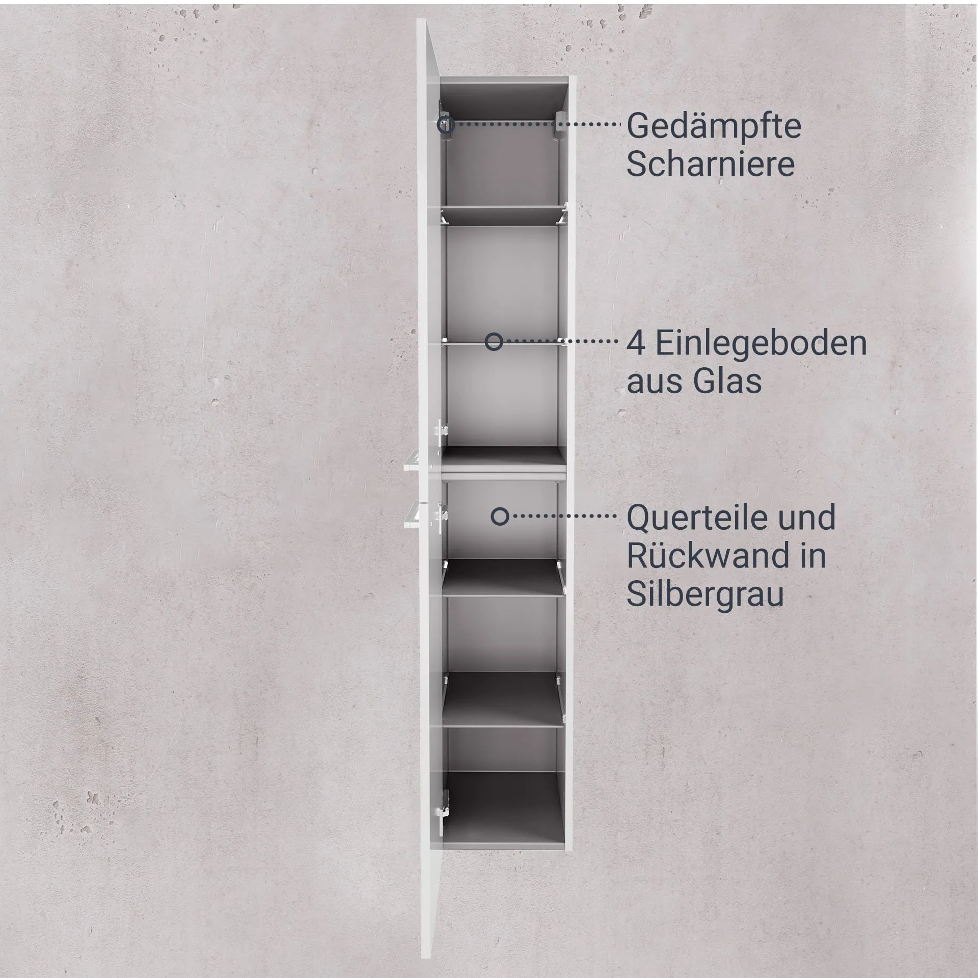 FACKELMANN VERONA Hochschrank 30 cm breit, Weiß Hochglanz, Türanschlag links