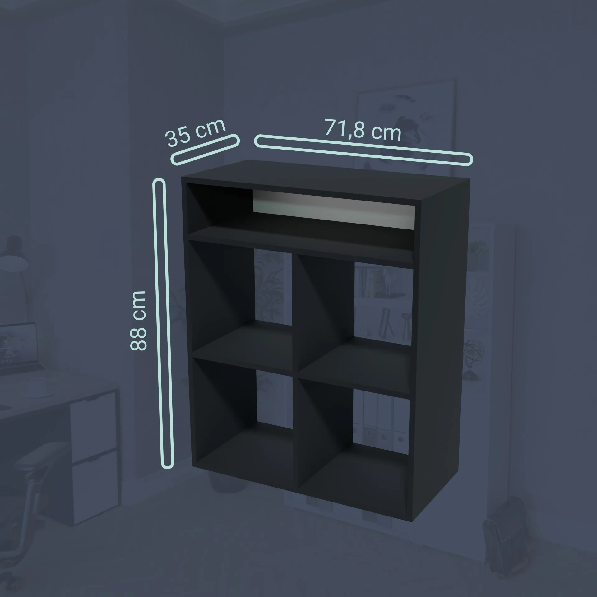 BADEDU WARD Regal 72 cm breit, Anthrazit, 5 Fächer