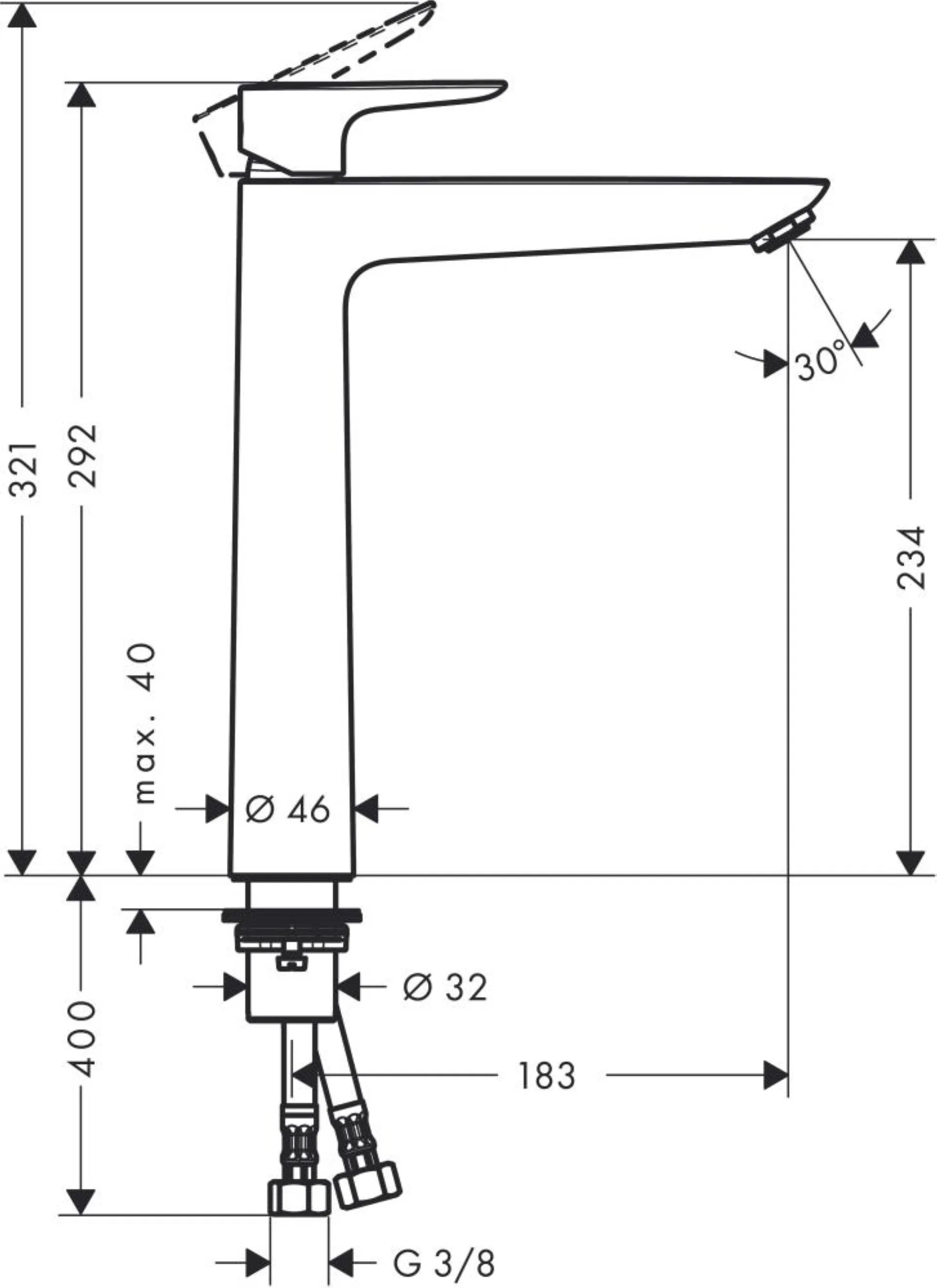 HANSGROHE TALIS E 240 Waschtischarmatur, Chrom, ohne Ablaufgarnitur