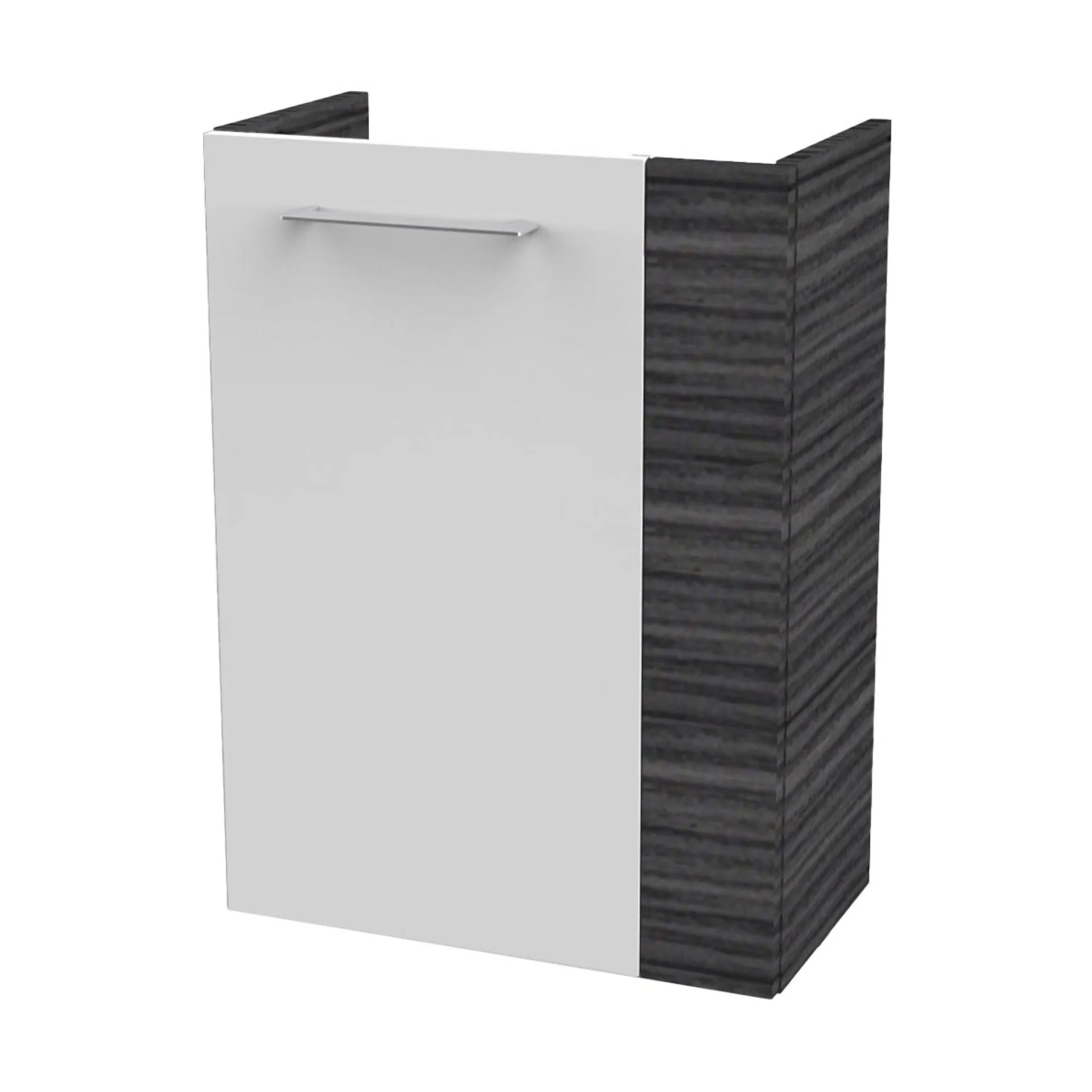 FACKELMANN SBC B.PERFEKT Waschbeckenunterschrank Gäste WC 45 cm breit, Weiß/Anthrazit Holzoptik, Türanschlag links