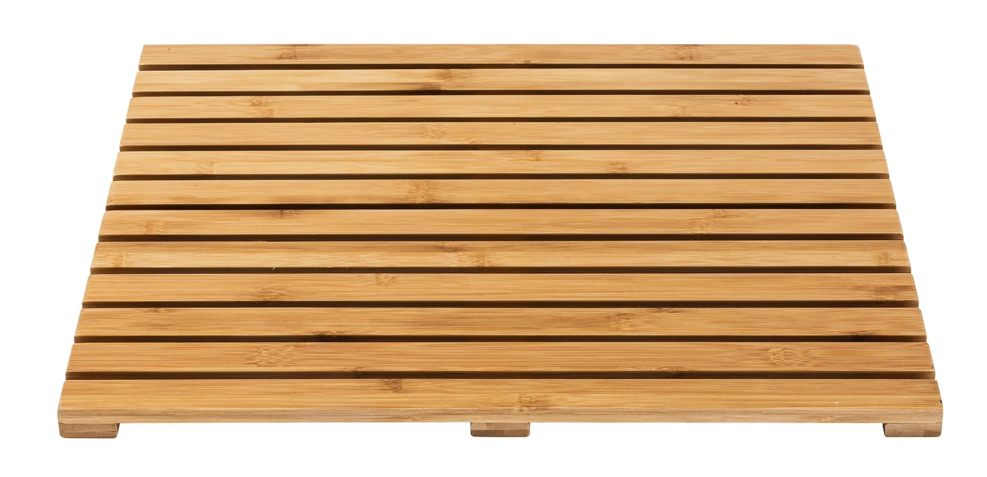 WENKO INDOOR&OUTDOOR Badematte 50 x 50 cm, Braun, aus Bambus