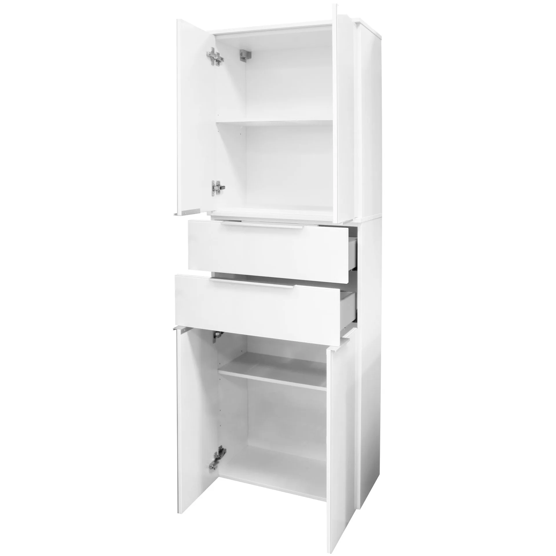 FACKELMANN KARA Doppel Hochschrank 61 cm breit, Weiß, mit 2 Schubladen