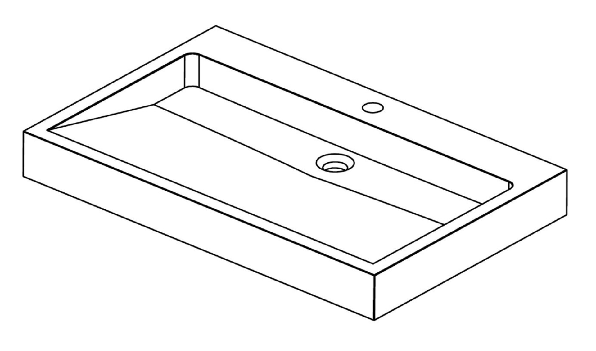 Waschbecken Naturstein PALERMO (80,5 cm) Bluestone, mit Hahnloch, 100118