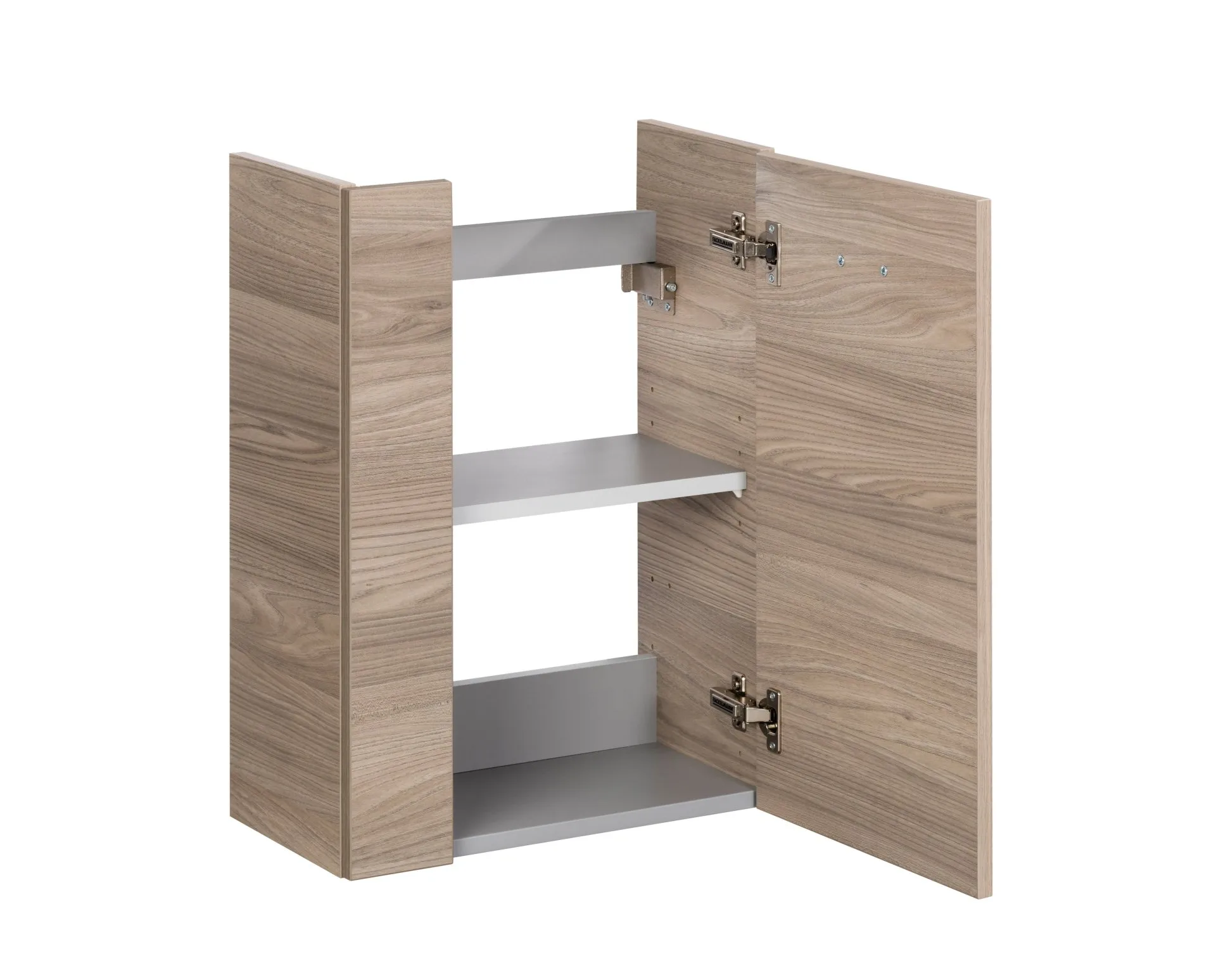 FACKELMANN SBC LUXOR Gäste WC Waschtisch Set 45 cm breit, Braun hell, Waschbecken Glas Anthrazit, Türanschlag rechts