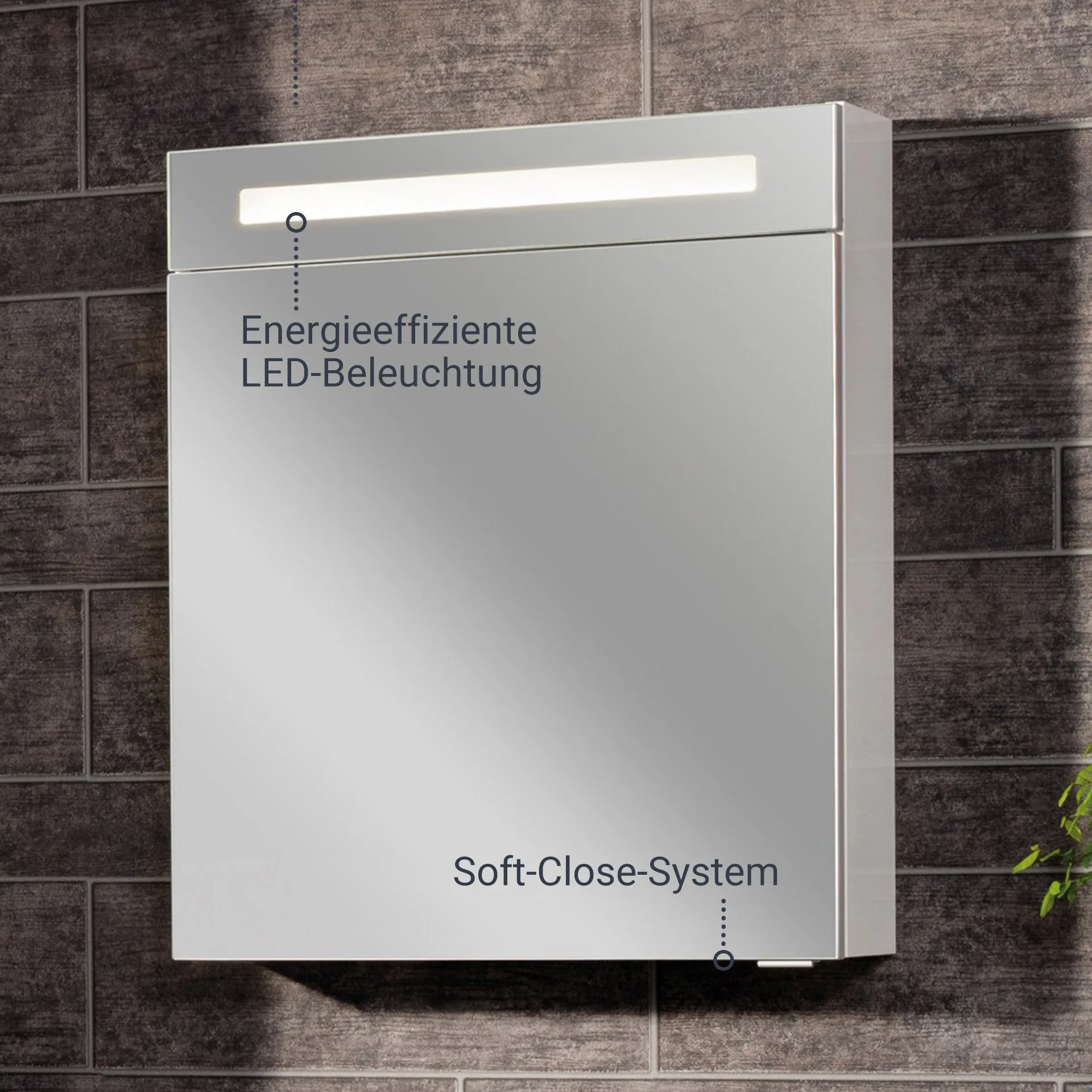 FACKELMANN B.CLEVER LED Spiegelschrank 60 cm breit, Weiß