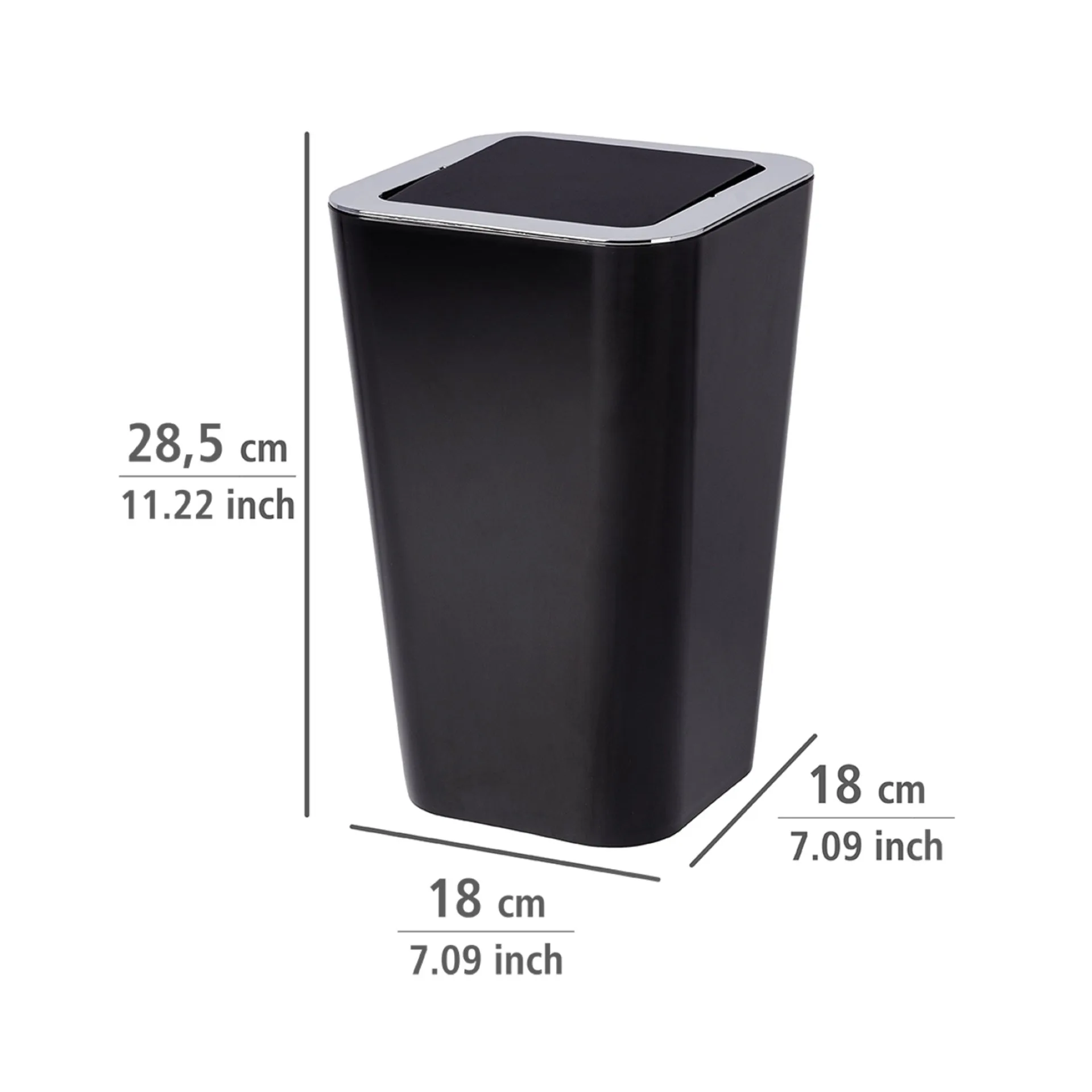 WENKO CANDY Kosmetikeimer 6 Liter, Schwarz