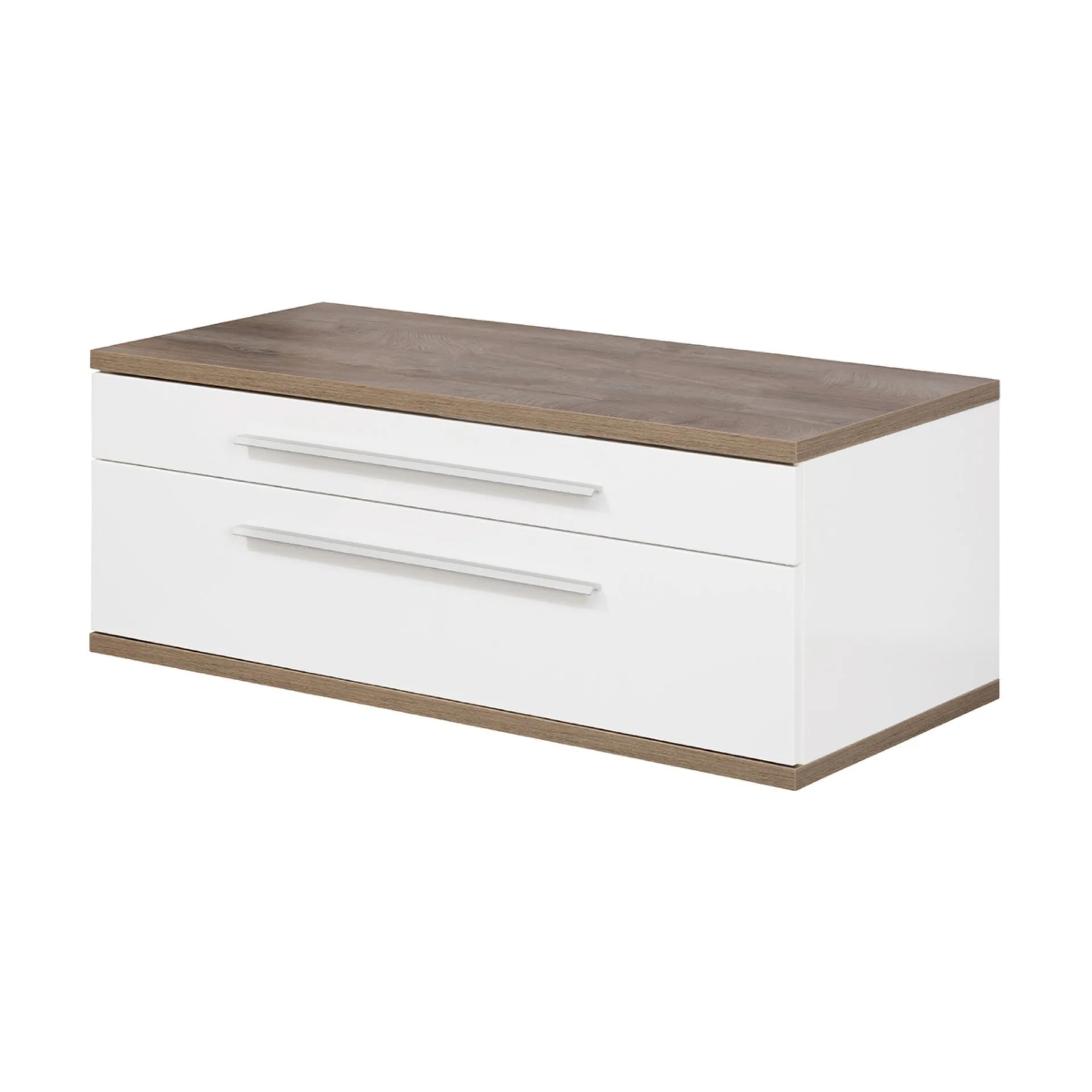 FACKELMANN STANFORD Waschbeckenunterschrank 110 cm breit, Weiß/Braun hell
