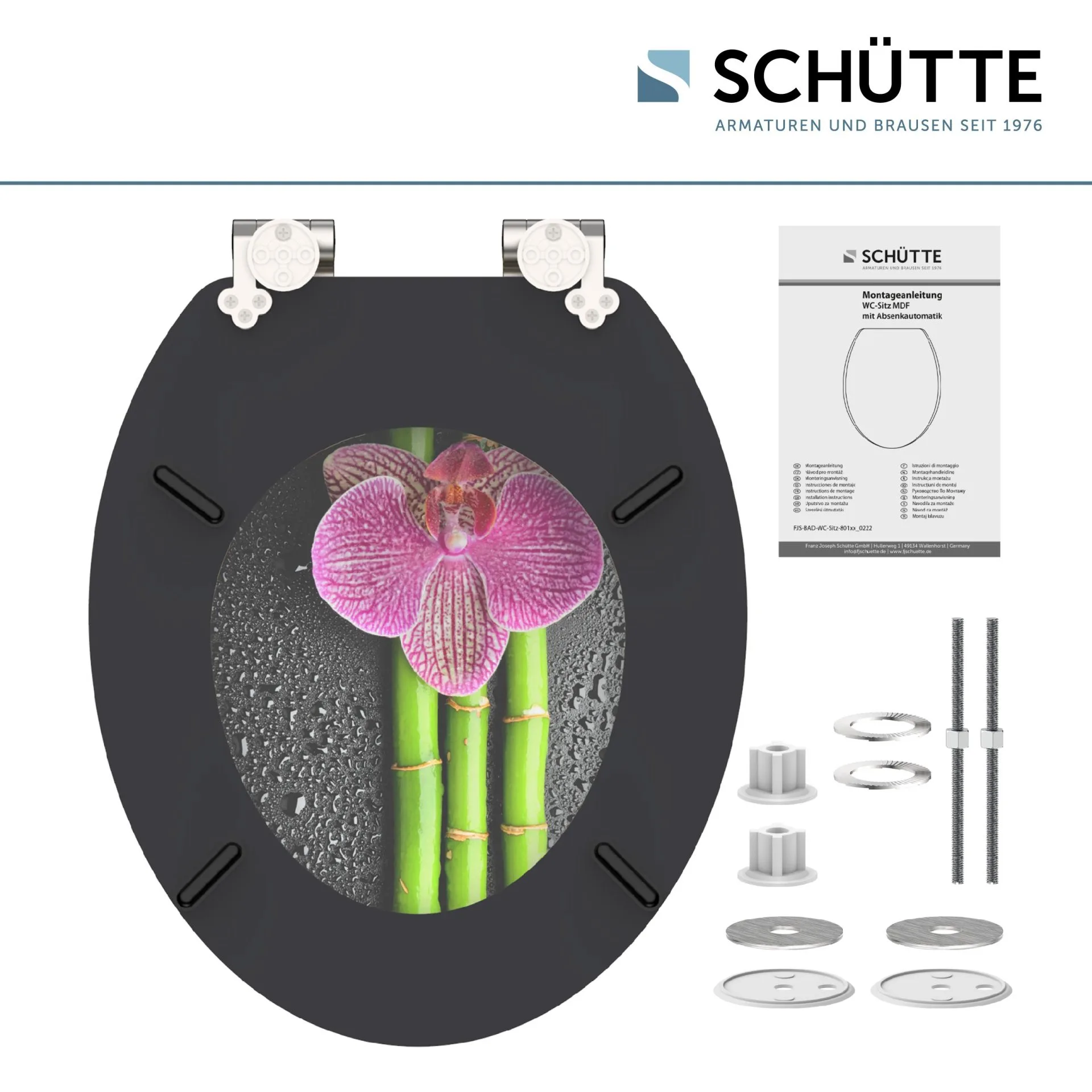 SCHÜTTE ASIA WC-Sitz, Grau, MDF, mit Absenkautomatik