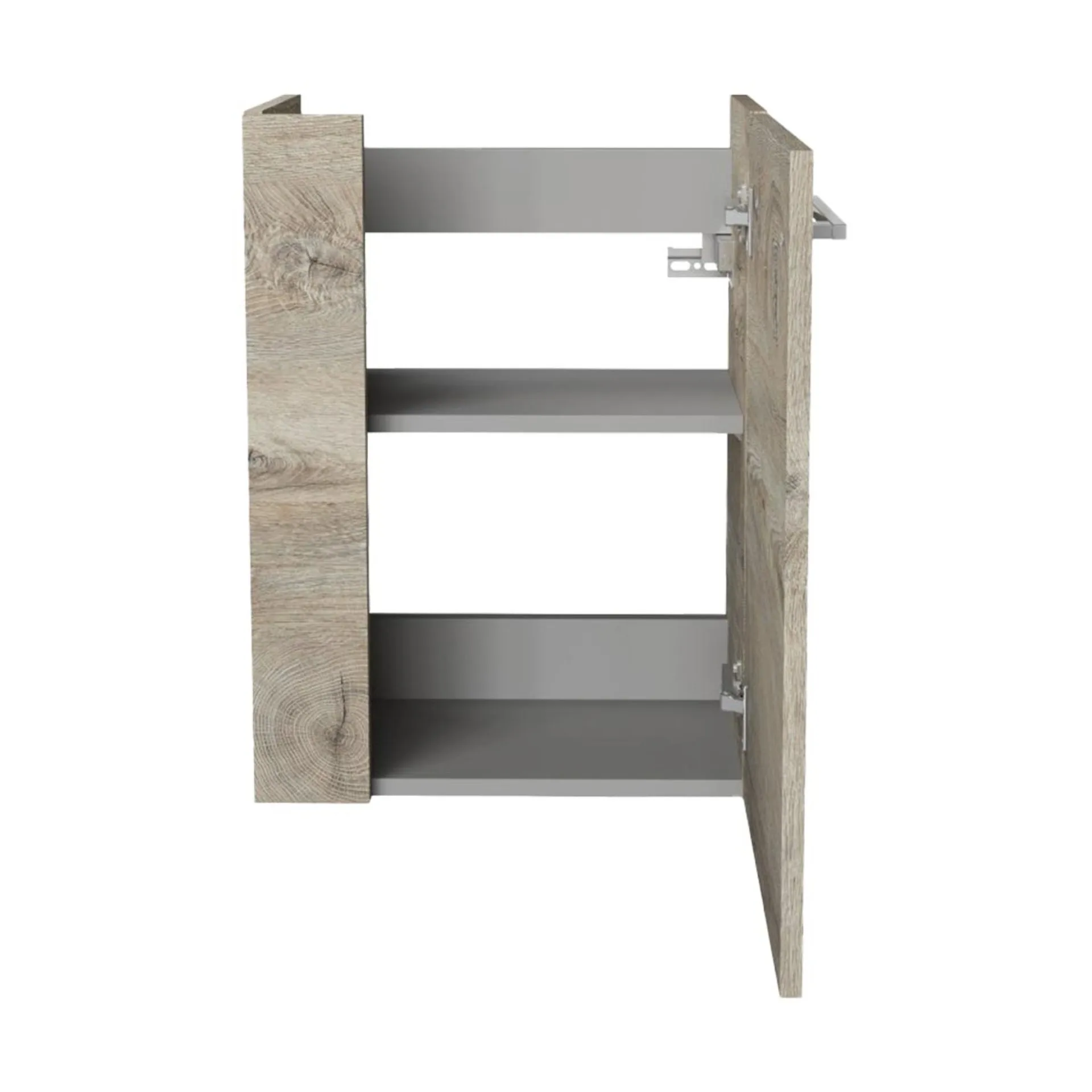 FACKELMANN SBC STANFORD Waschbeckenunterschrank Gäste WC 45 cm breit, Braun hell, Türanschlag rechts