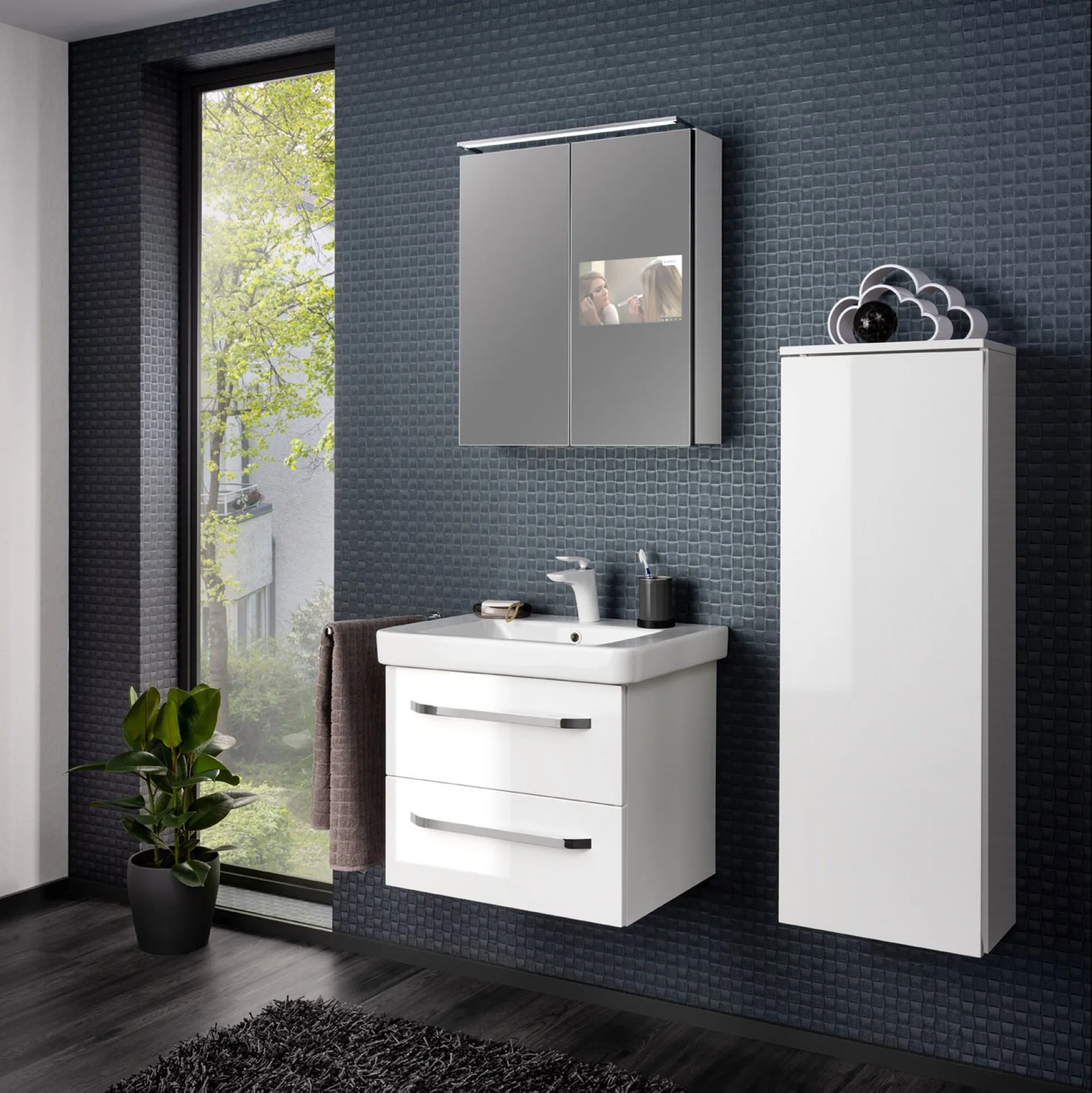 Lanzet Kofferschrank 40,5 cm, Weiß, links