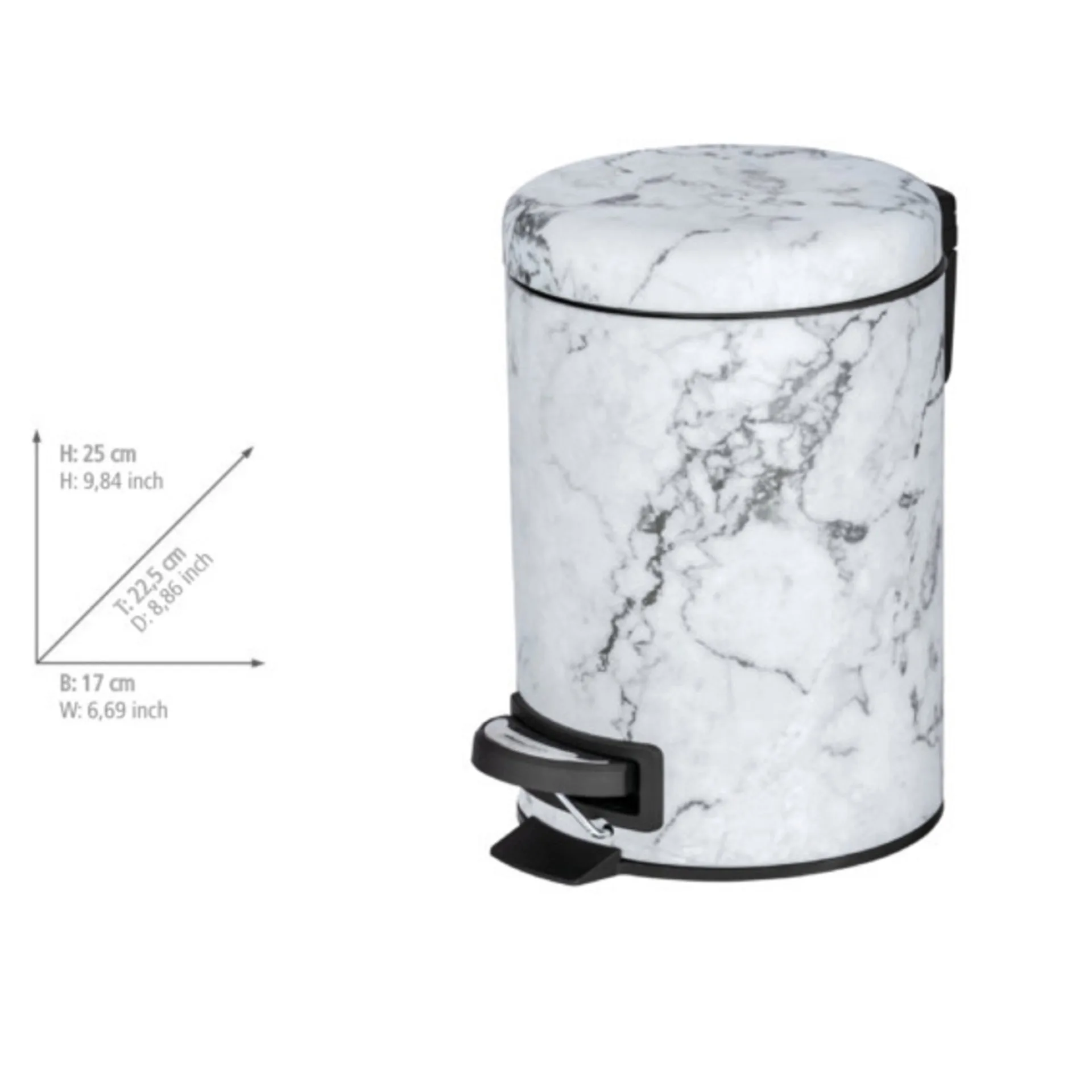 WENKO ONYX Kosmetikeimer 3 Liter, Marmor