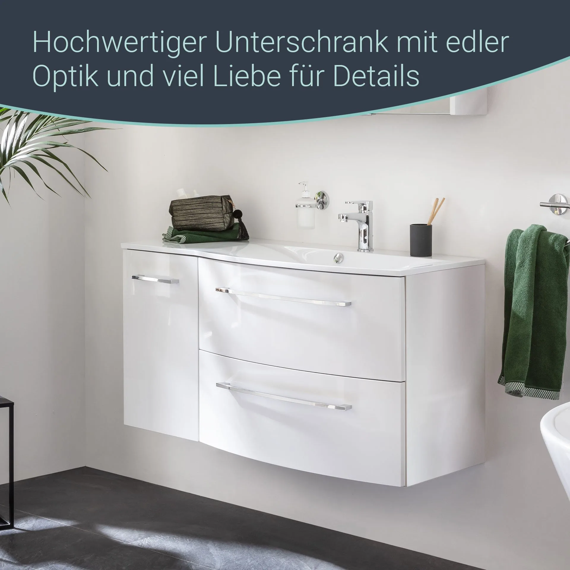 FACKELMANN VERONA Unterschrank 35 cm breit, Weiß Hochglanz, Türanschlag links