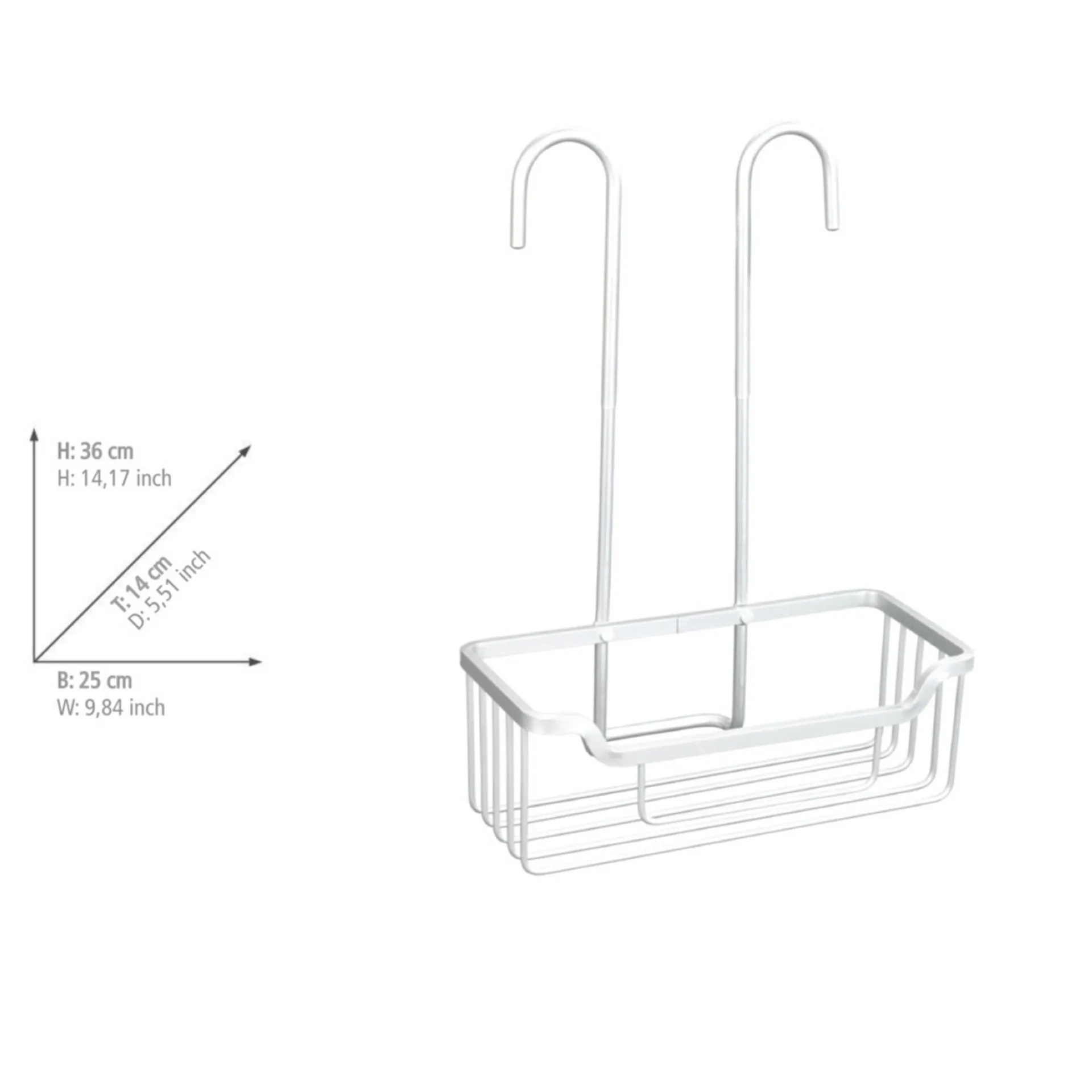 WENKO MILO Duschablage, Silber, Aluminium, zum Einhängen