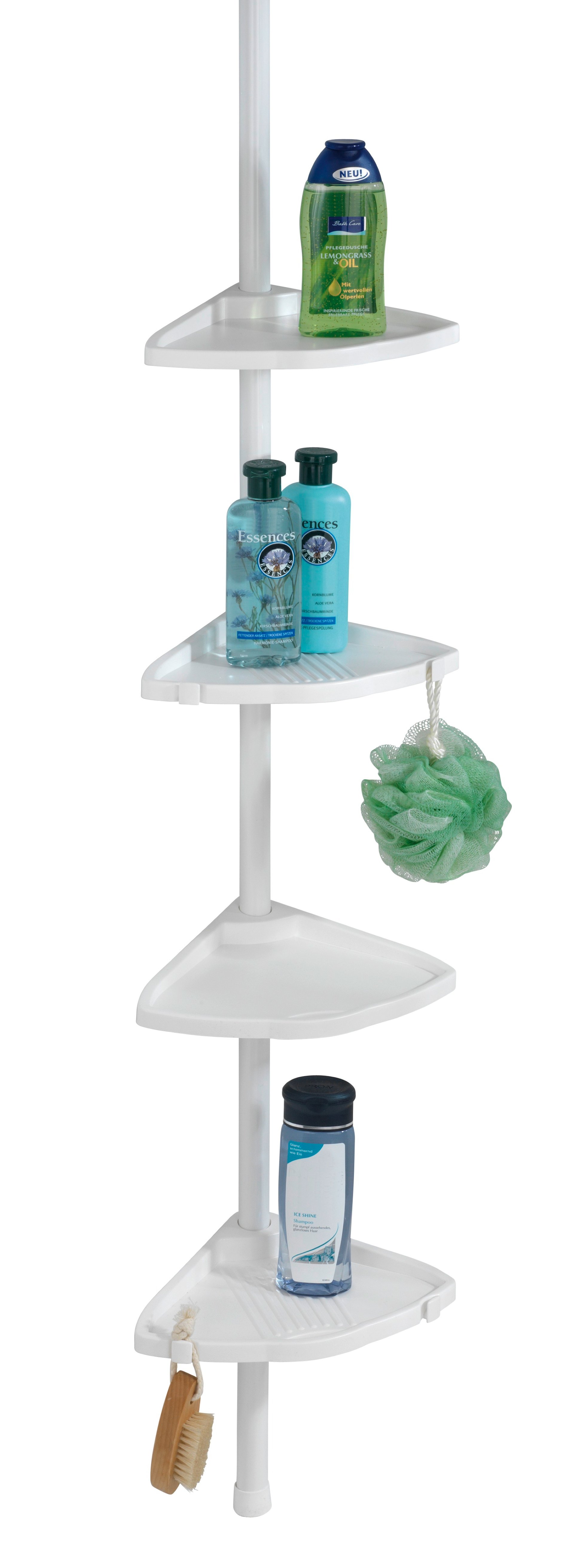 WENKO COMPACT Dusch Eckablage, Weiß, 4 Etagen, ausziehbar