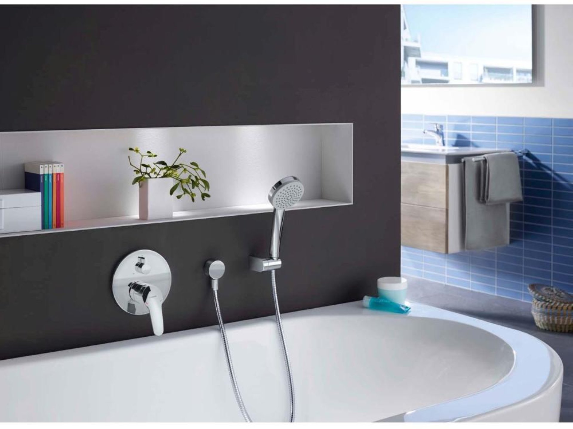 HANSA HANSAMIX Badewannenarmatur, Chrom, Unterputz, mit Sicherungseinrichtung