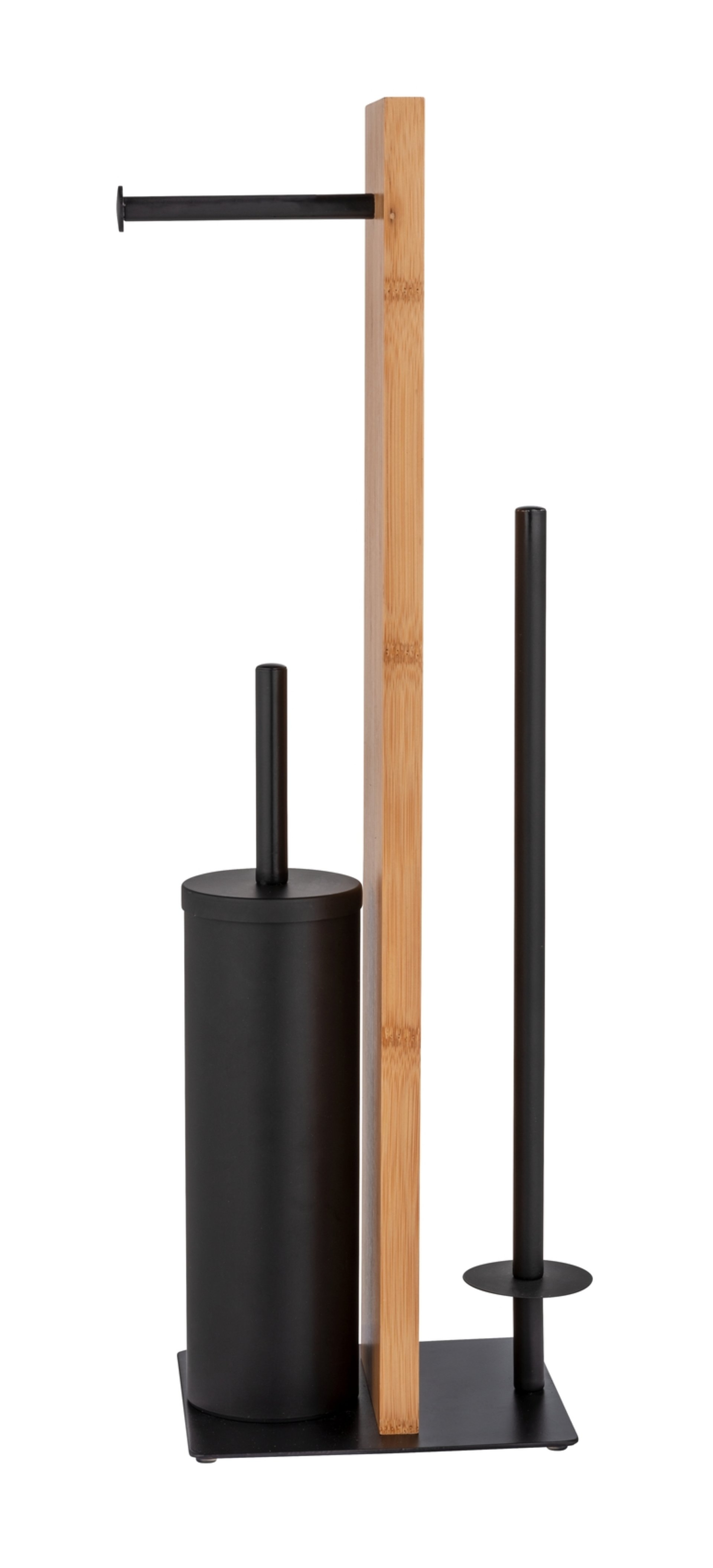 WENKO LESINA WC-Garnitur, Braun/Schwarz, mit Toilettenpapierhalter und Bevorrater, aus Bambus, stehend