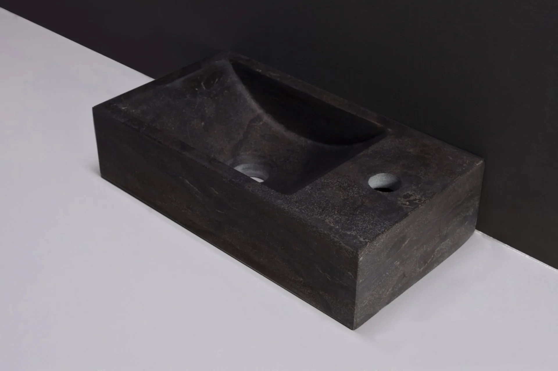 Waschbecken Naturstein VENETIA (40 cm) Bluestone, mit Hahnloch, 100074