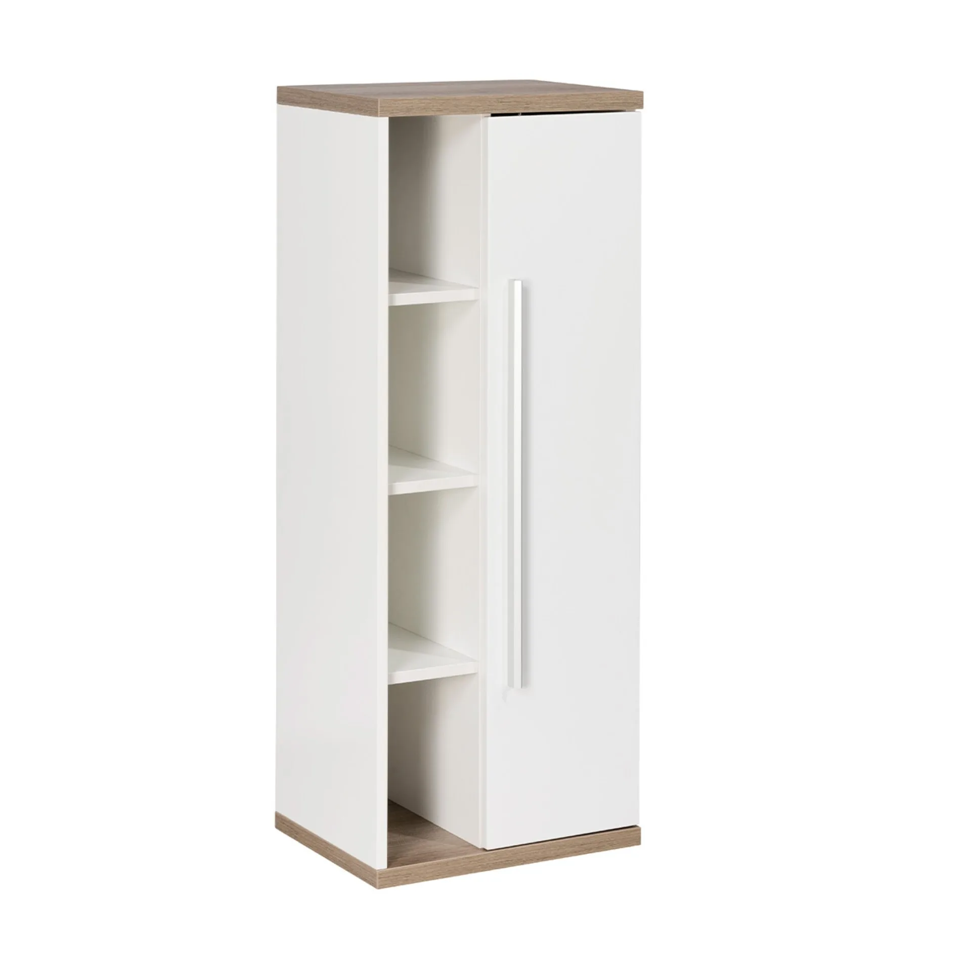 FACKELMANN STANFORD Midischrank 42 cm breit, Weiß/Braun hell, Türanschlag rechts