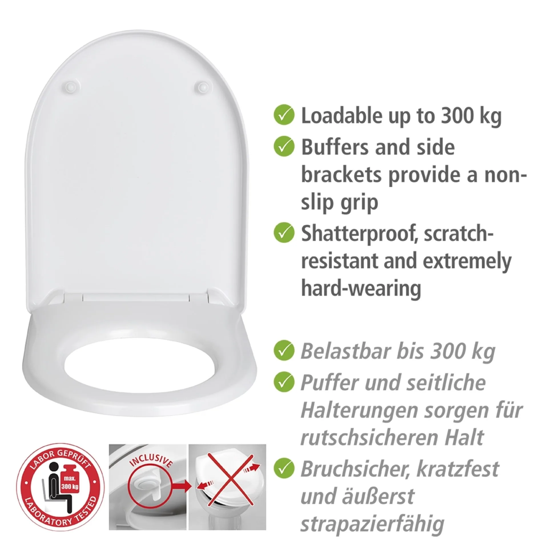 WENKO SINDIA WC-Sitz, Weiß, 300 kg Tragkraft, mit Absenkautomatik