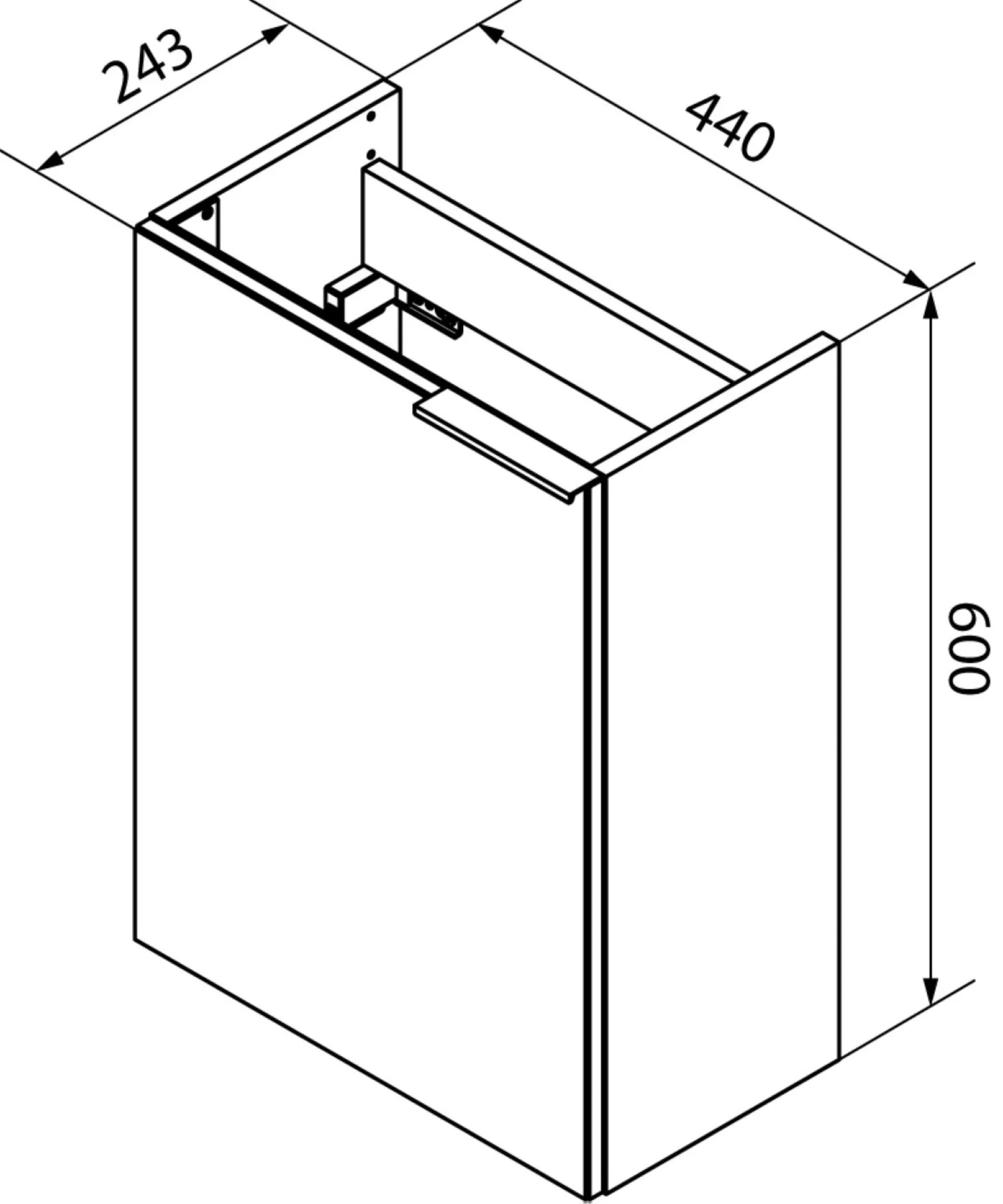 FACKELMANN SBC KARA Gäste WC Waschtisch Set 45 cm breit, Anthrazit, Waschbecken Glas Weiß, Türanschlag links