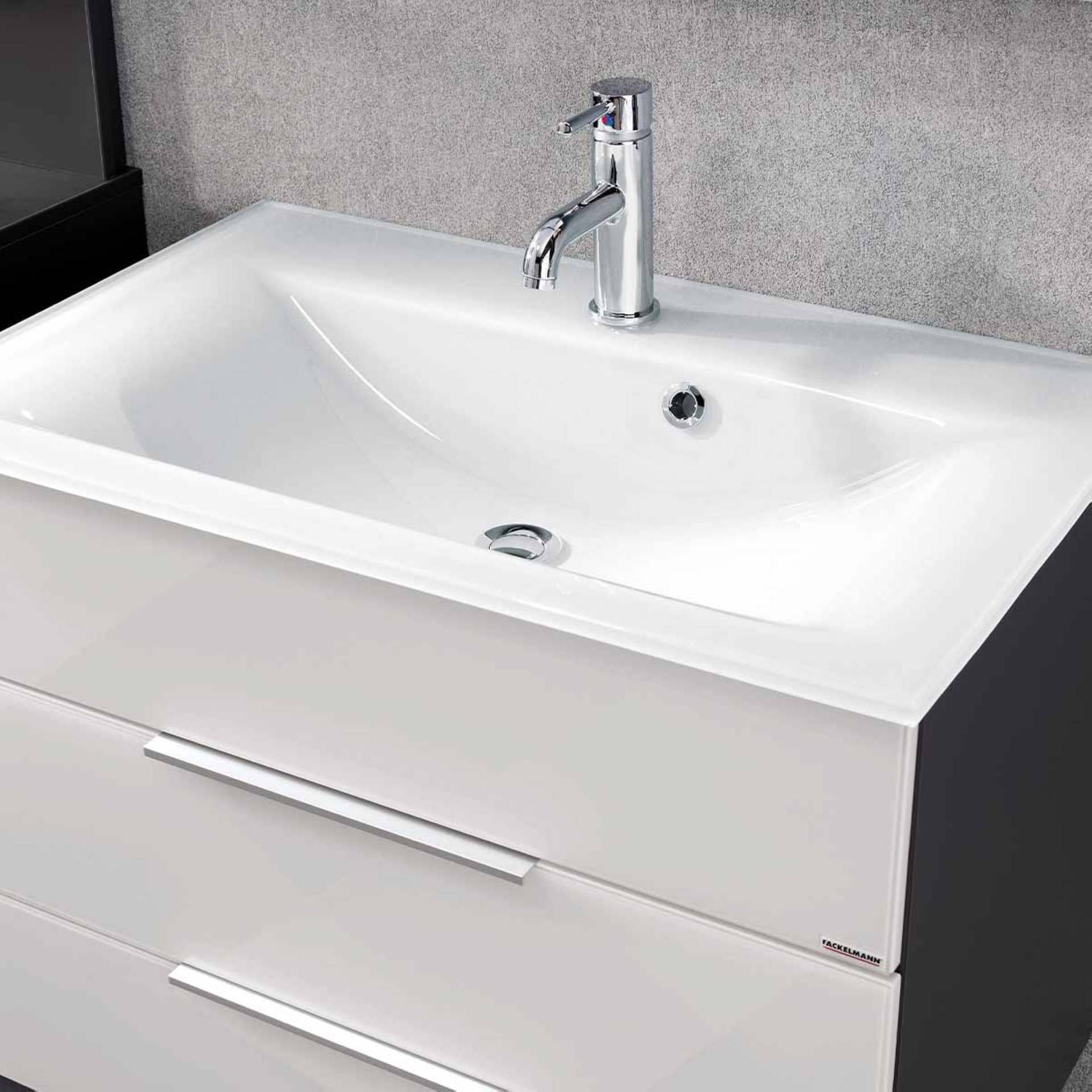 Fackelmann Waschbecken 80 cm aus Glas in weiß