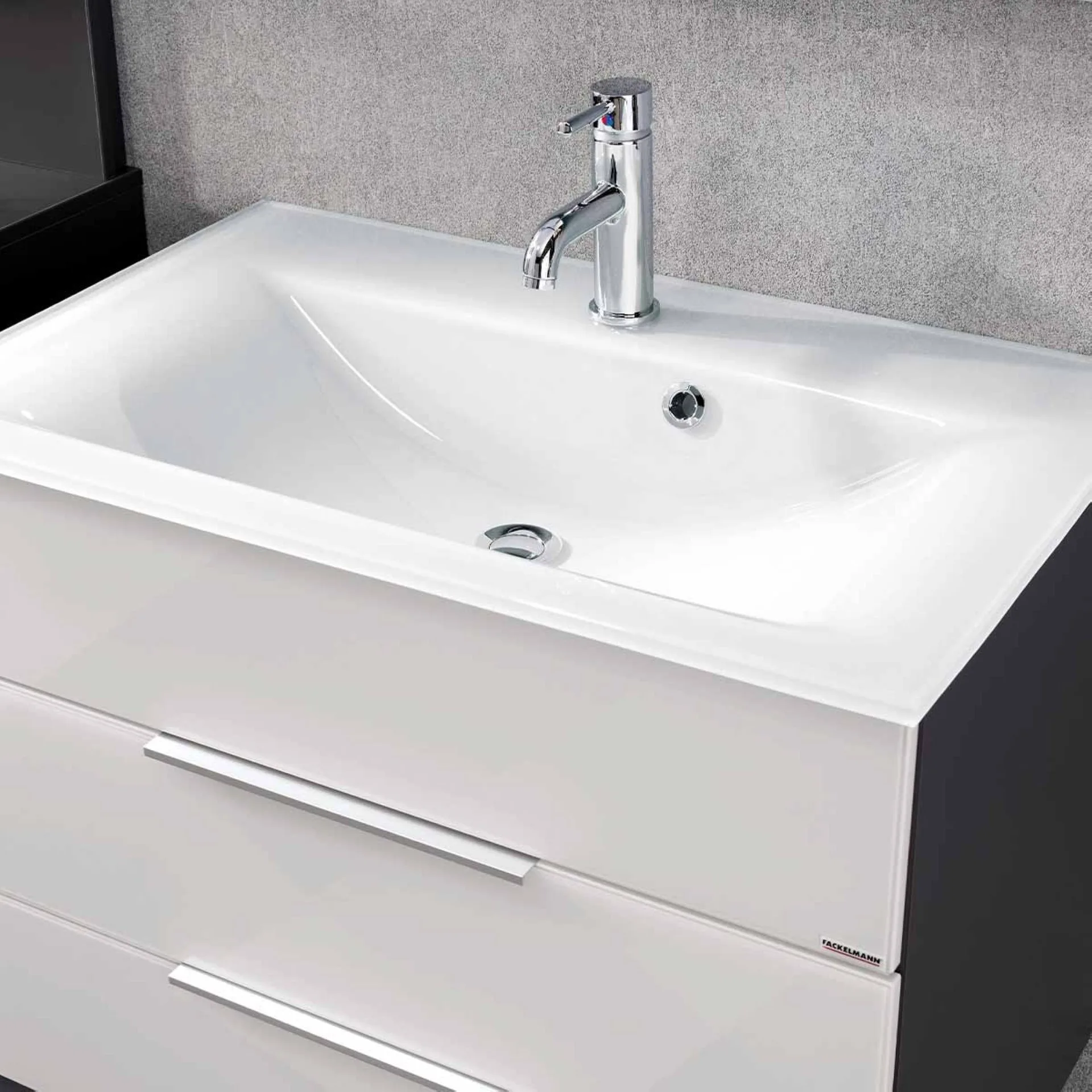 FACKELMANN Waschbecken 80 cm breit, Weiß, Glas