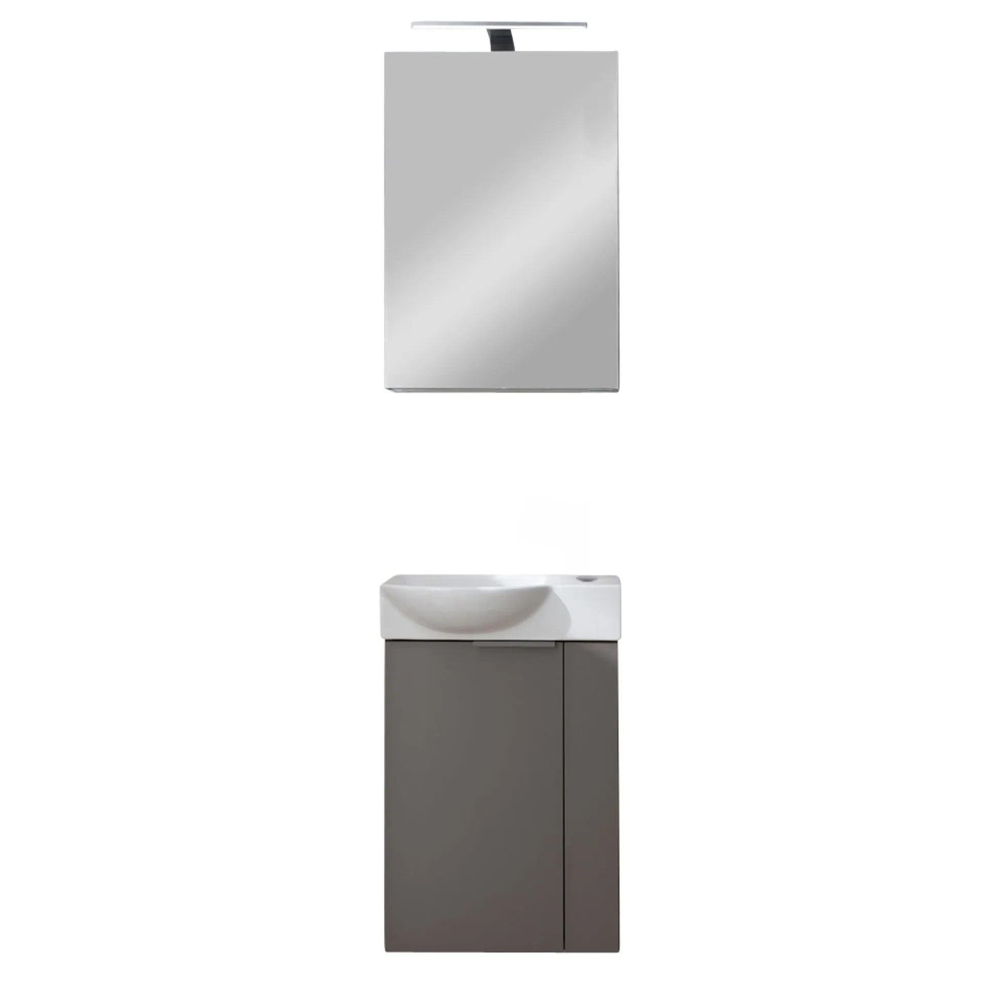 FACKELMANN SBC B.PARIS Gäste WC Waschtisch Set mit Spiegelschrank 45 cm breit, Grau, Türanschlag links