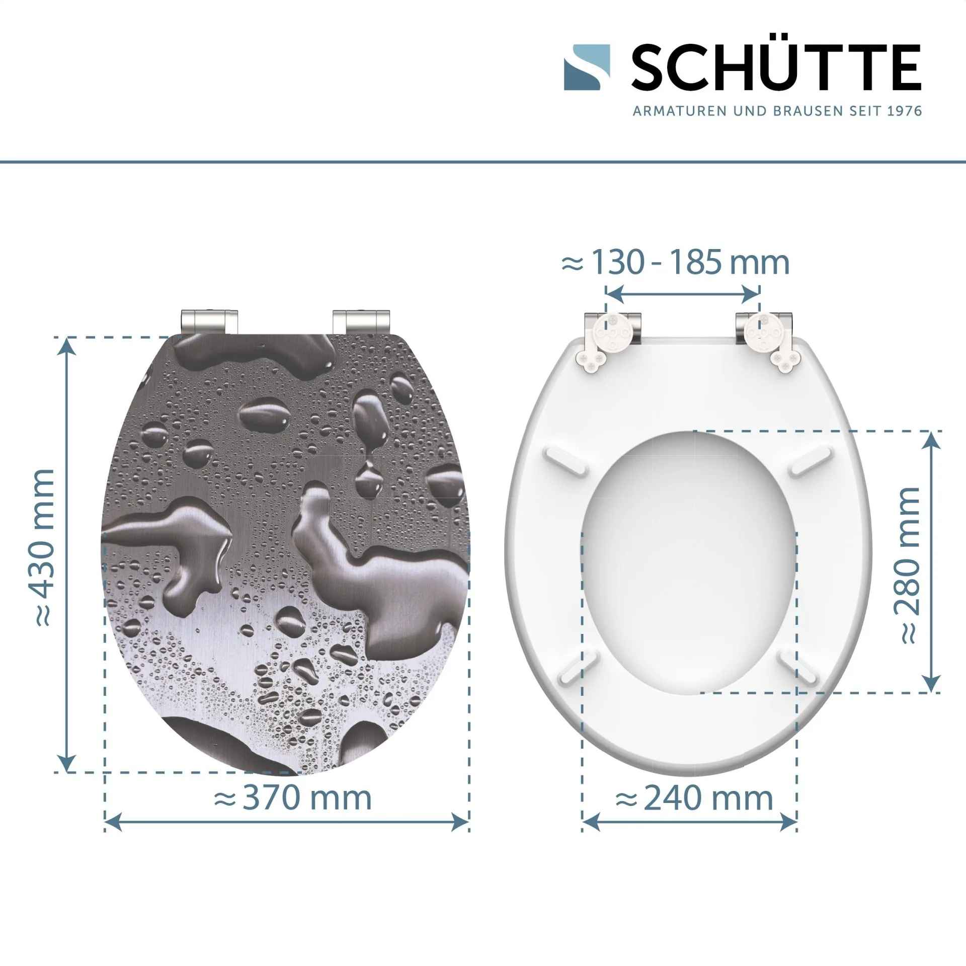 SCHÜTTE GREY STEEL WC-Sitz, MDF HG, Grau mit Absenkautomatik