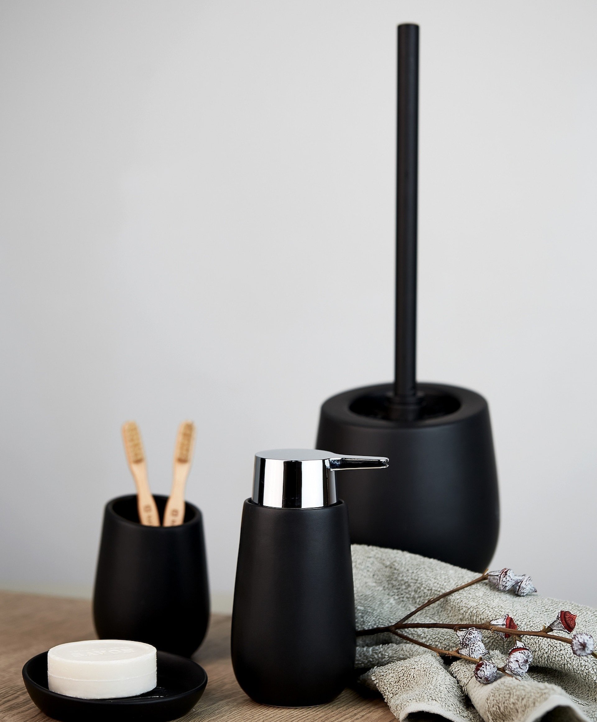 WENKO BADI Accessoire-Set, Schwarz, aus Keramik