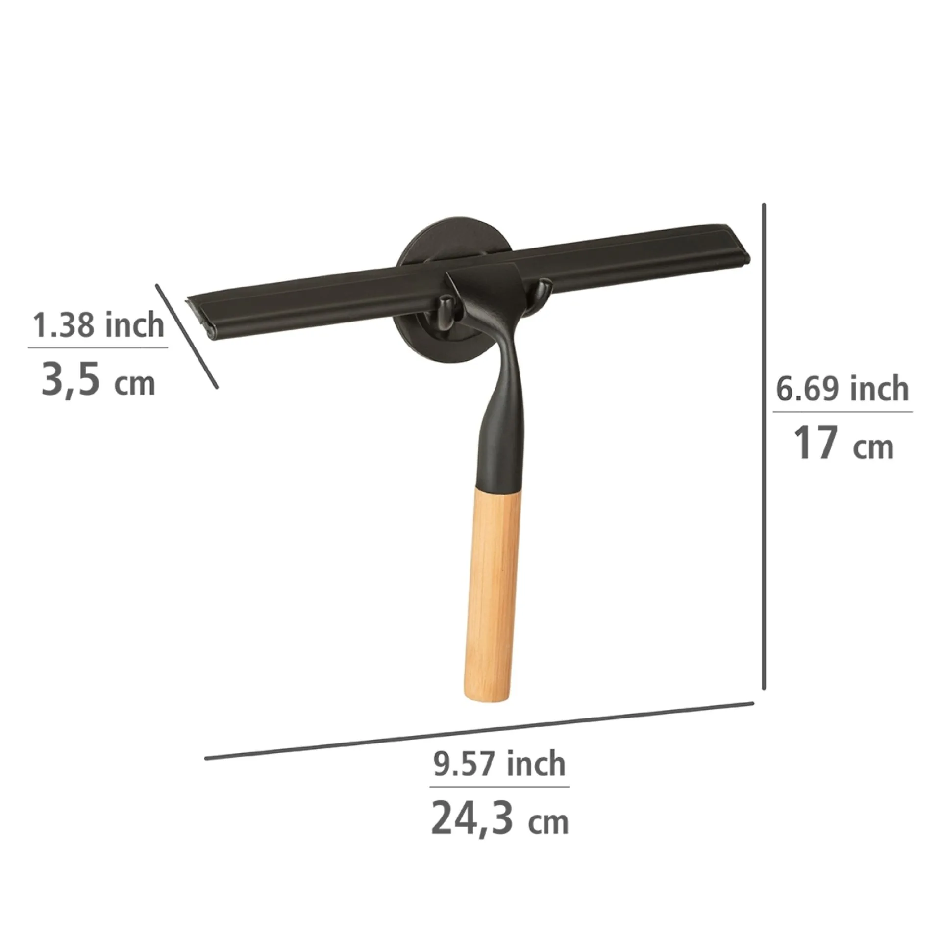 WENKO BAMBUSA Duschabzieher Schwarz/Braun, mit Halterung, aus Bambus/Edelstahl