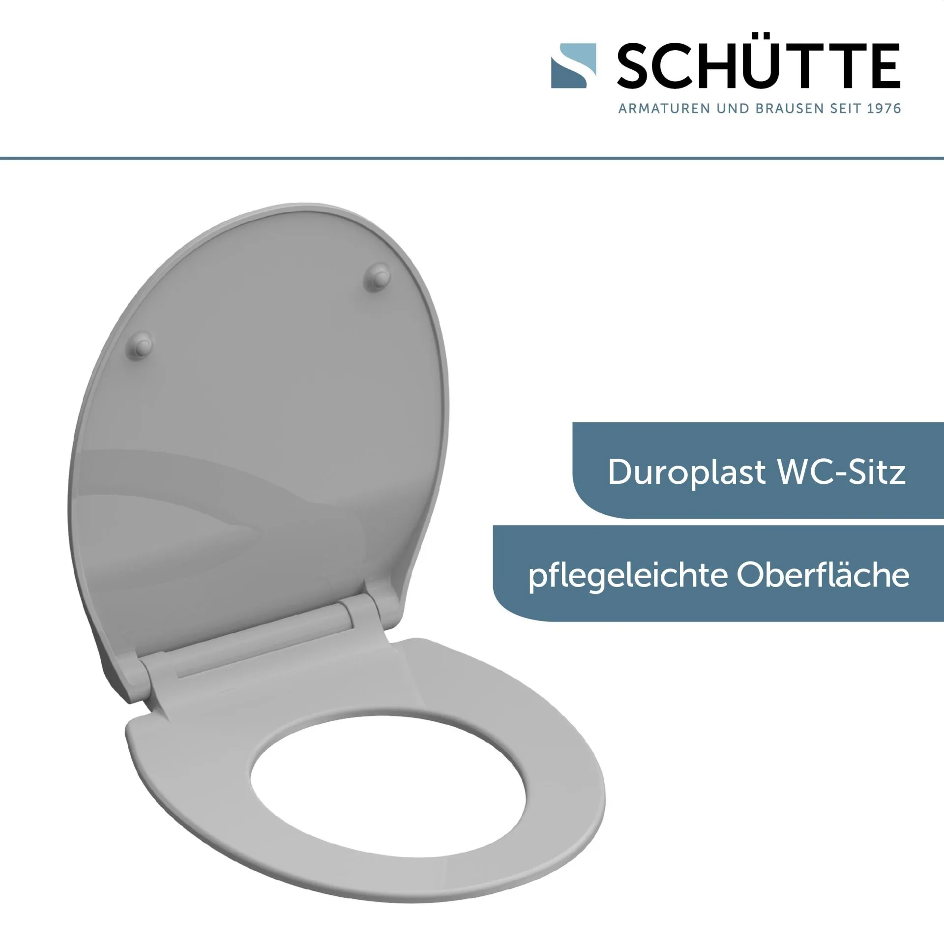 SCHÜTTE SLIM GREY WC-Sitz, Kunststoff, mit Absenkautomatik und Schnellverschluss