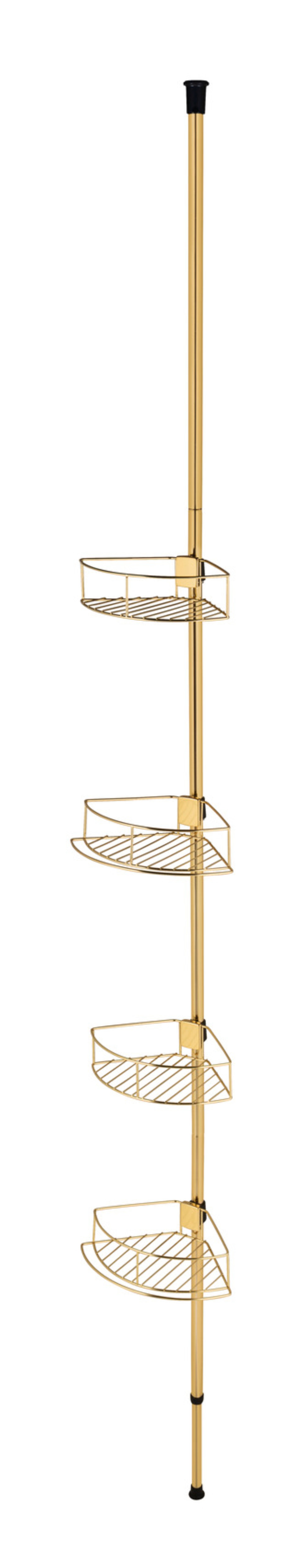WENKO DOLCEDO Dusch Eckablage, Gold matt, 4 Etagen, Edelstahl rostfrei, zum Einklemmen