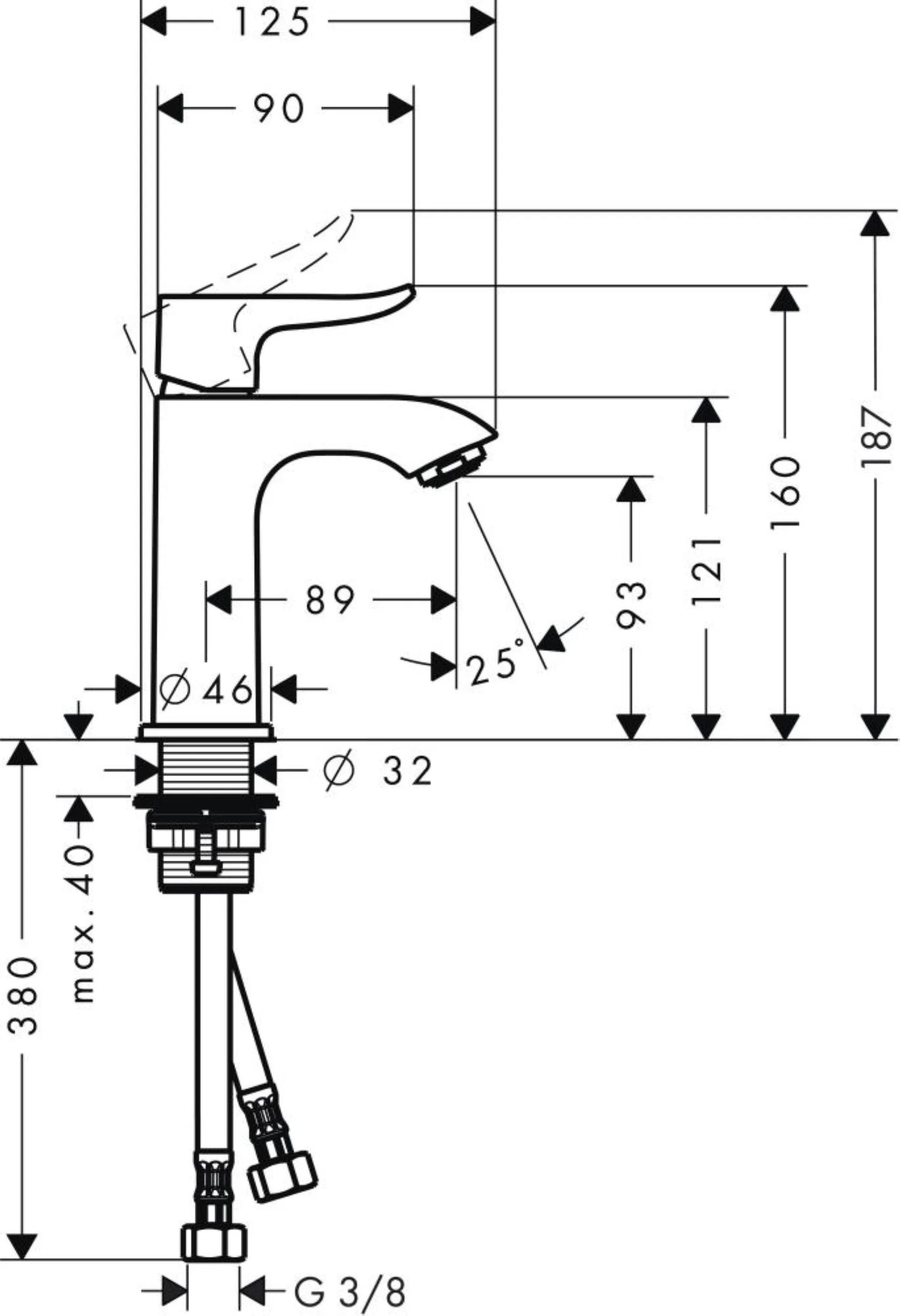 HANSGROHE METRIS 100 Waschtischarmatur, Chrom, ohne Ablaufgarnitur