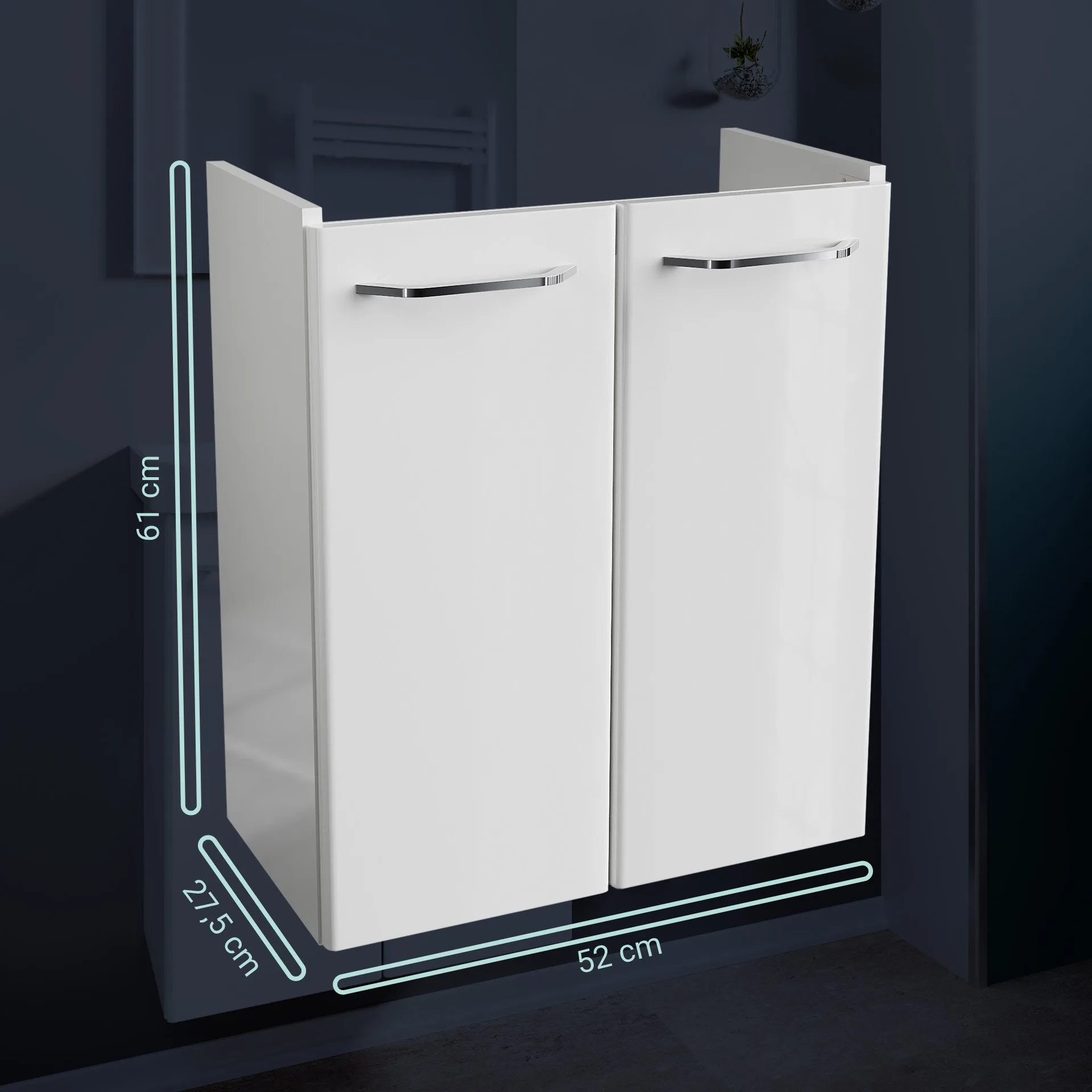 FACKELMANN MILANO Waschbeckenunterschrank Gäste WC 52 cm breit, Weiß
