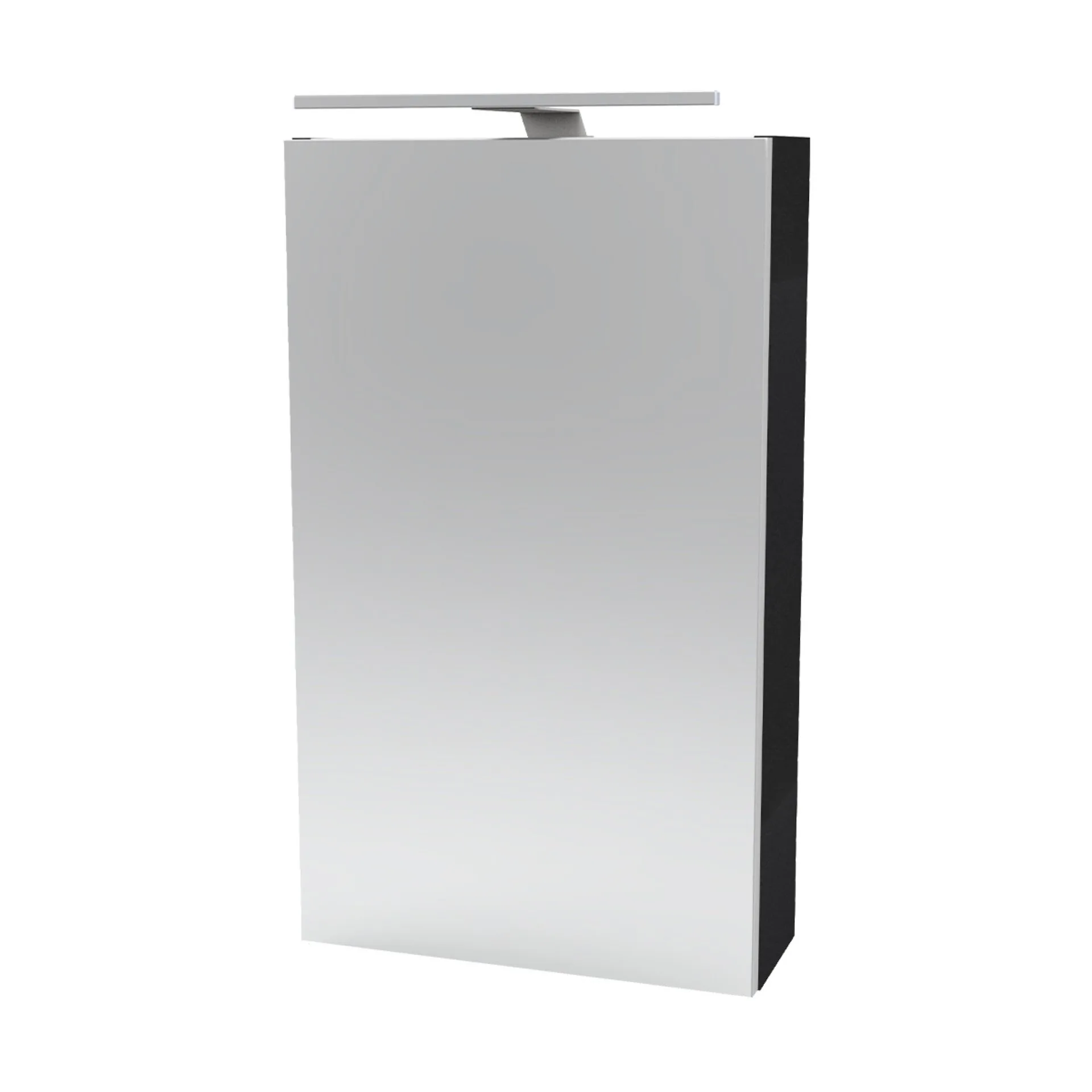 FACKELMANN SBC LUNA Gäste WC Spiegelschrank 40 cm breit, Anthrazit, Türanschlag links + Aufsatzleuchte