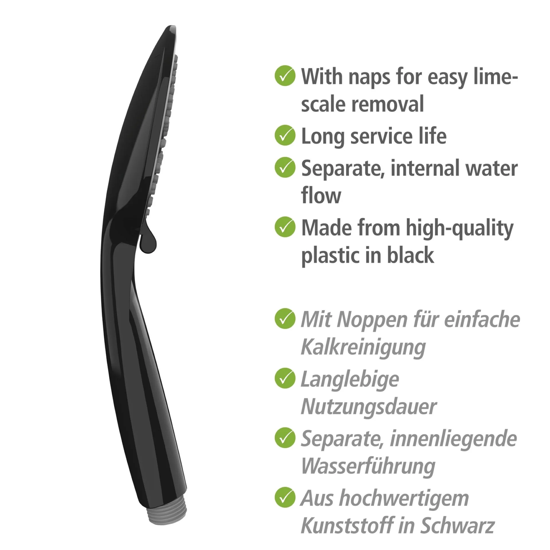 WENKO YOUNG Stangenbrause Set 66 cm, Schwarz
