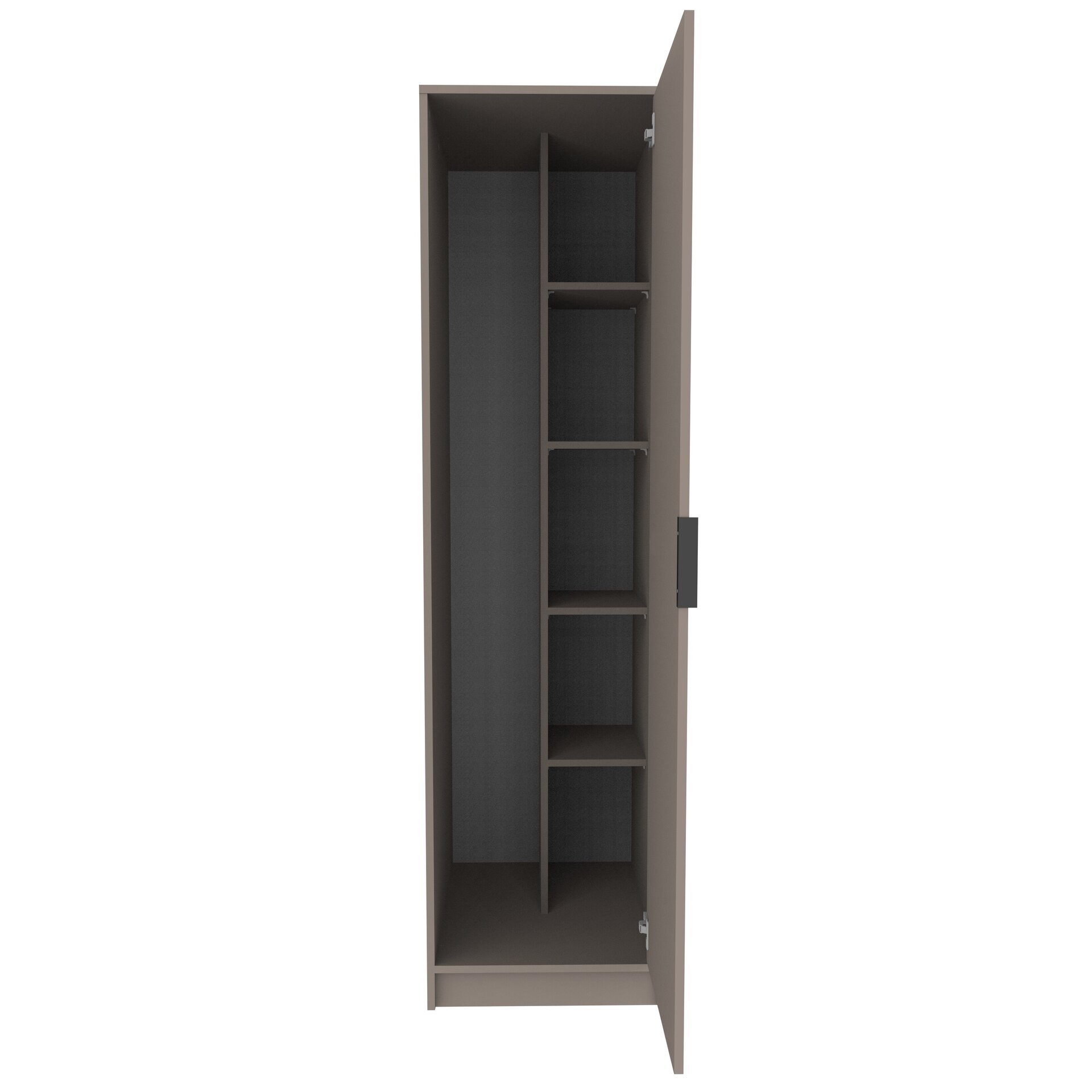 FACKELMANN Waschturm Set 4-teilig 115 cm breit, Grau + Trockner-/Waschmaschinenaufsatz + Unterschrank + Aufsatzschrank + Putzschrank